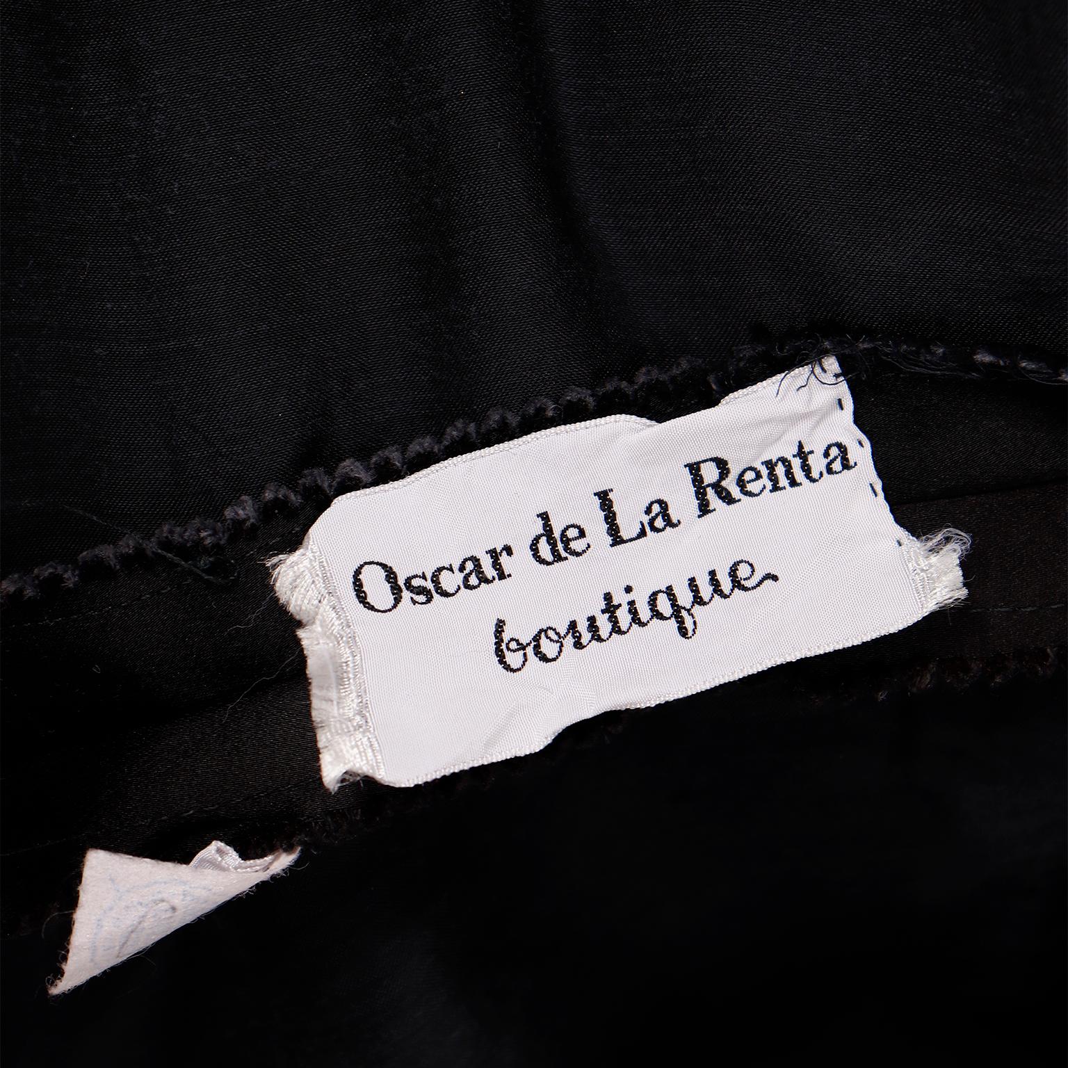 1960s Oscar de la Renta Black Satin Evening Coat w Rhinestone Buttons 4