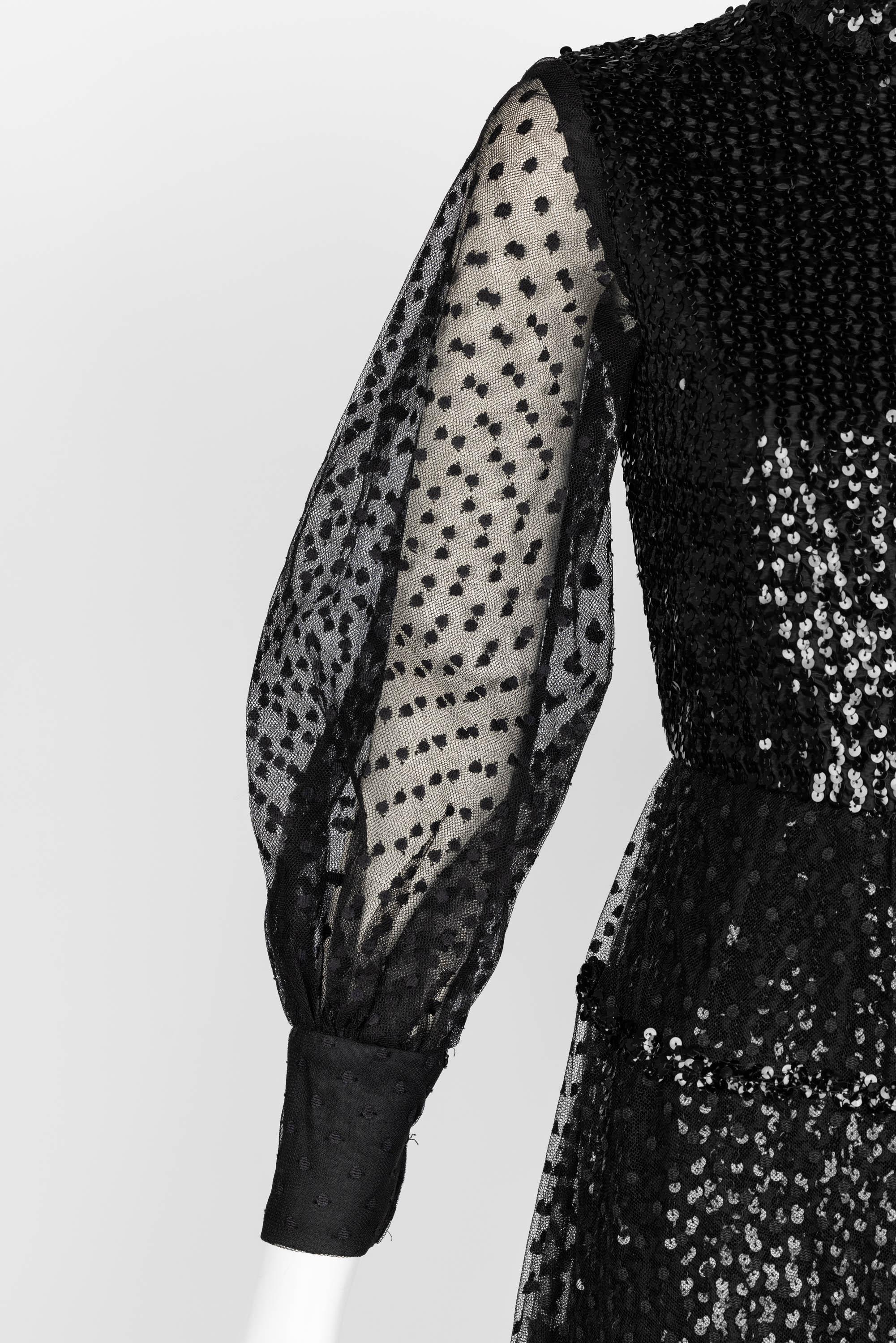 1960s Oscar De La Renta Black Sequin Jumpsuit For Sale 2