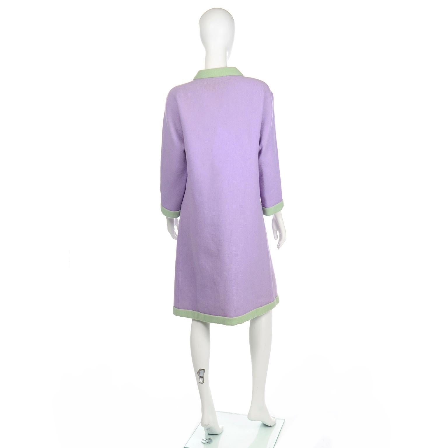 Women's 1960s Oscar de la Renta for Jane Derby Vintage Purple & Green Wool Coat