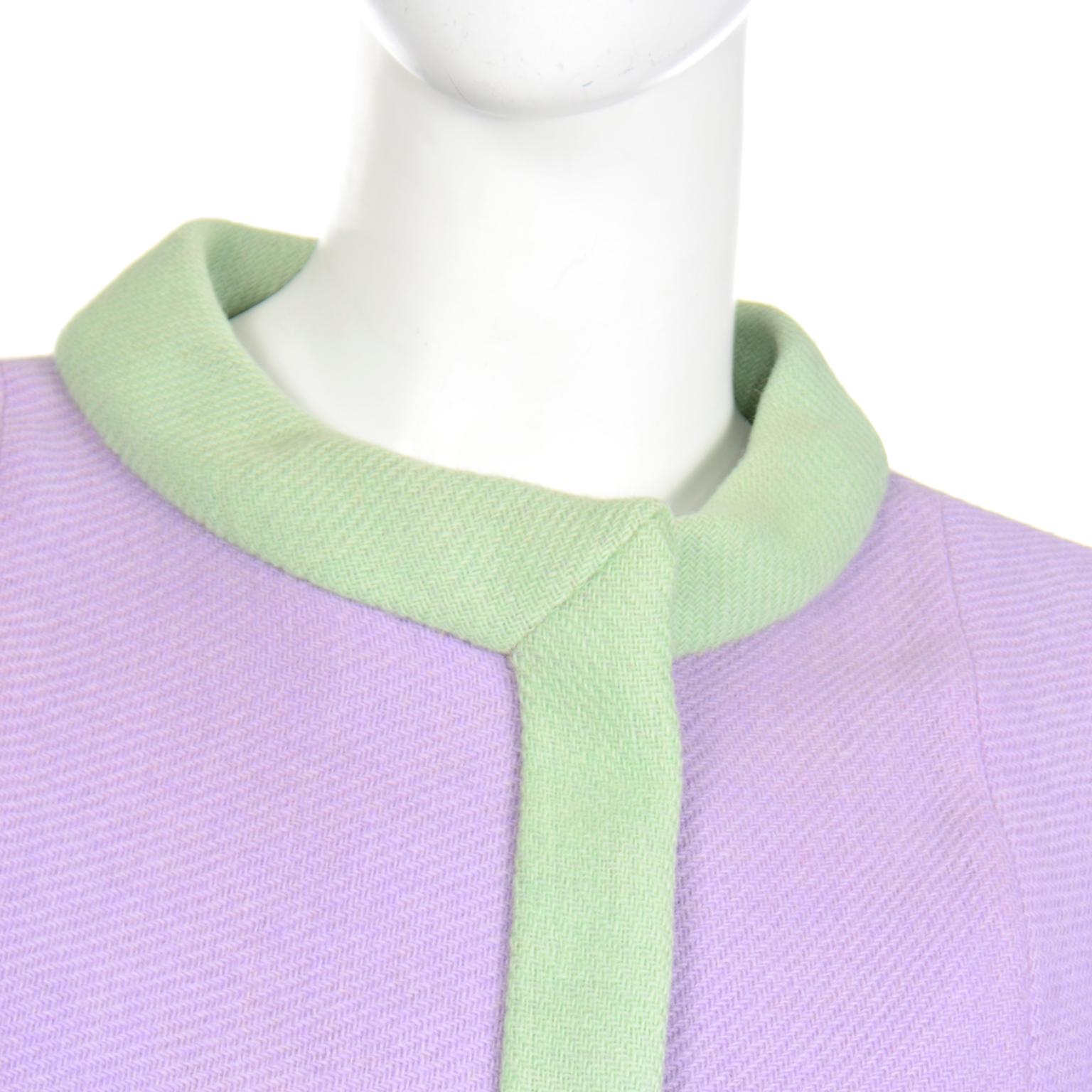 1960s Oscar de la Renta for Jane Derby Vintage Purple & Green Wool Coat 3