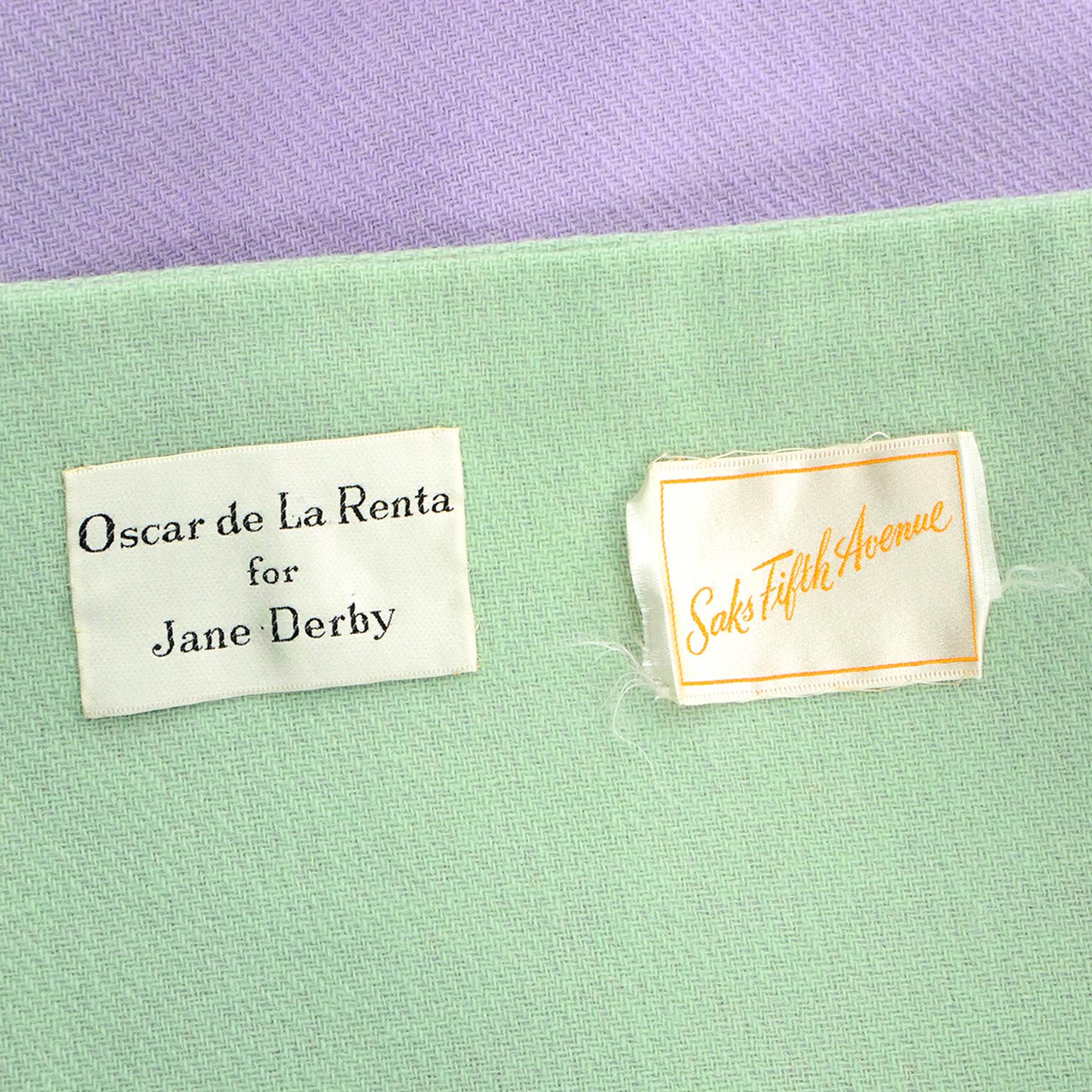 1960s Oscar de la Renta for Jane Derby Vintage Purple & Green Wool Coat 4