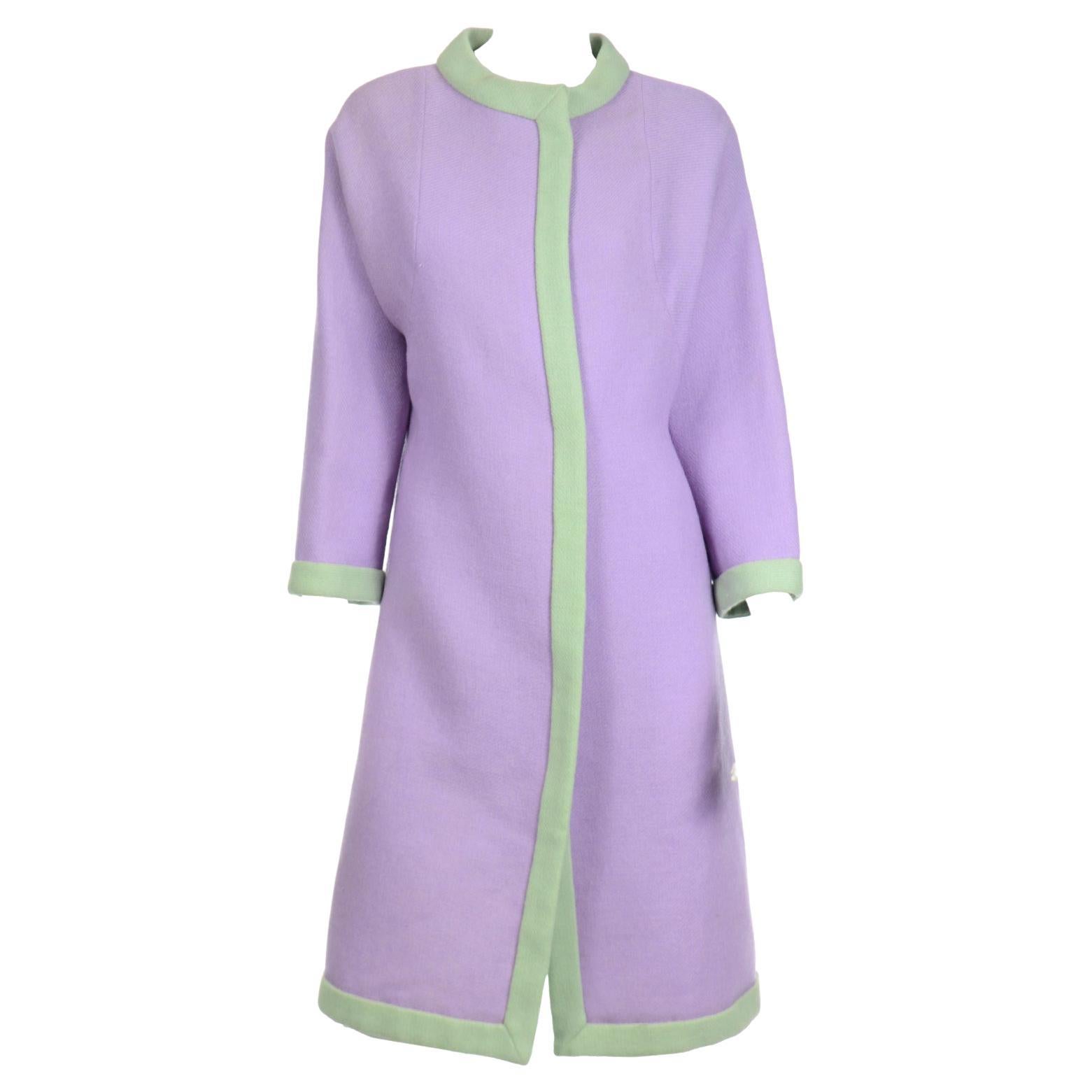 1960s Oscar de la Renta for Jane Derby Vintage Purple & Green Wool Coat