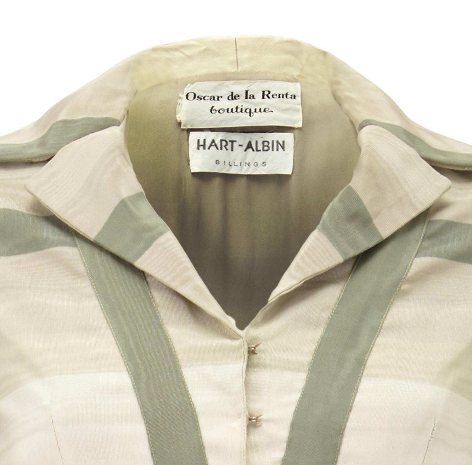 1960s Oscar de la Renta Grey Silk Floor Length Shirt-Waister Dress In Excellent Condition In London, GB