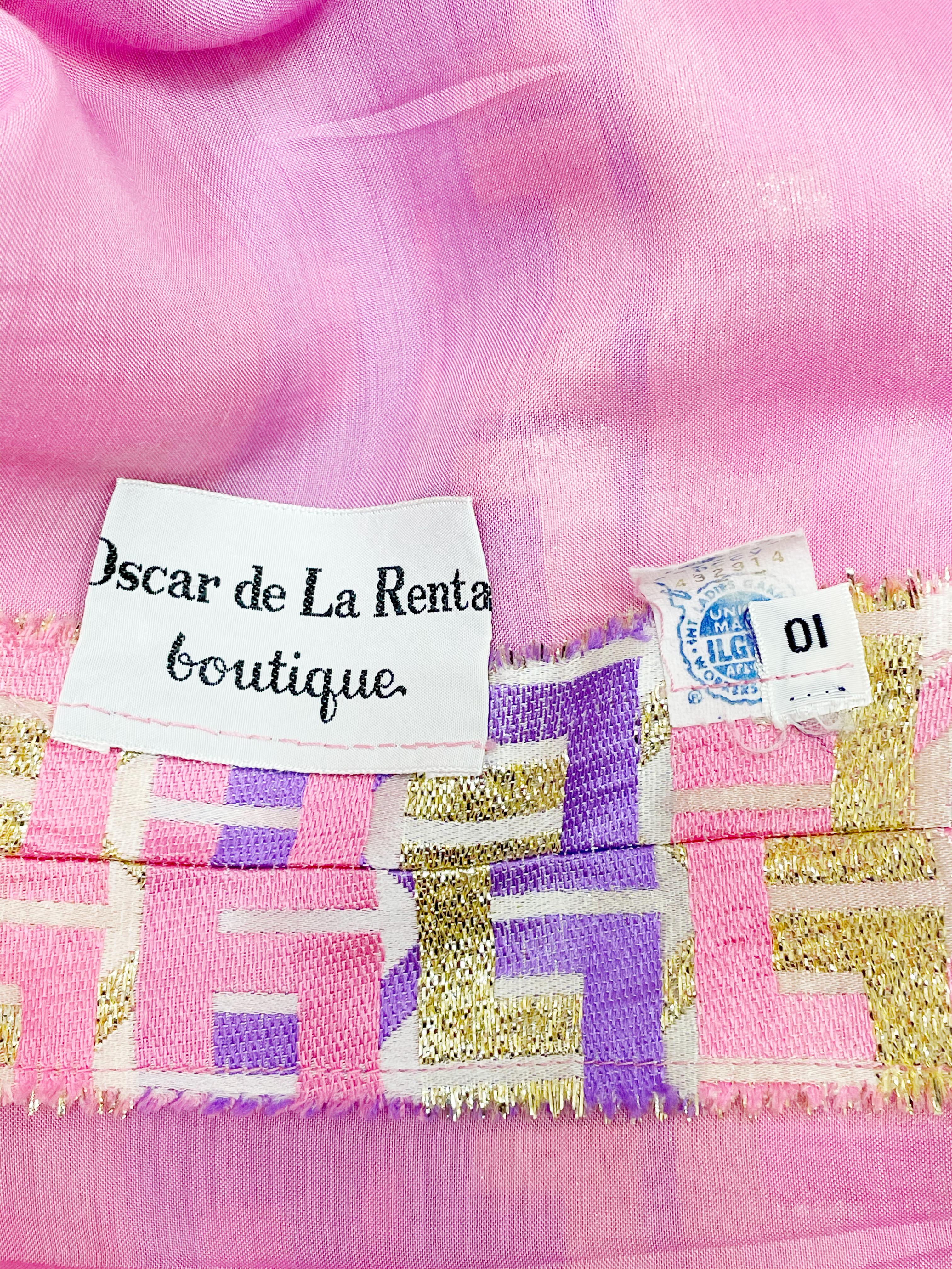 1960s Oscar de La Renta Pastel Striped Brocade Minidress w/ Gold Neck & Waist 1