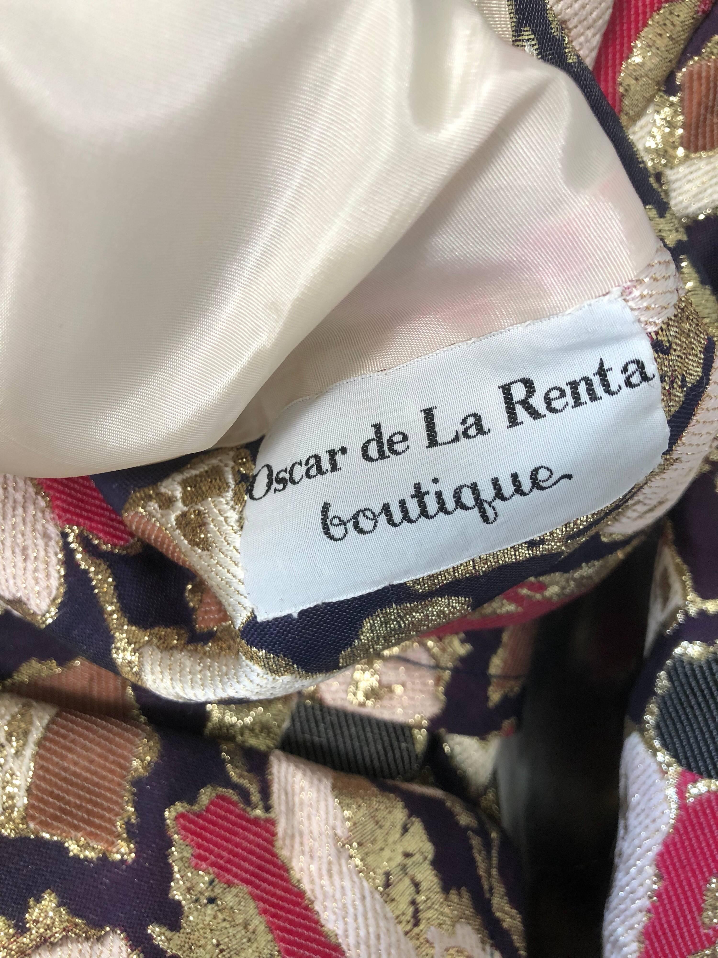 1960s Oscar de la Renta Silk Brocade A - Line 60s Vintage Dress and Jacket For Sale 5