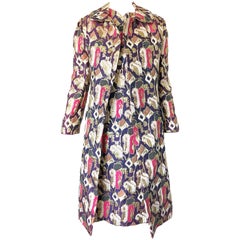1960er Oscar De La Renta Seidenbrokat A - Linie 60er Jahre Vintage Kleid und Jacke
