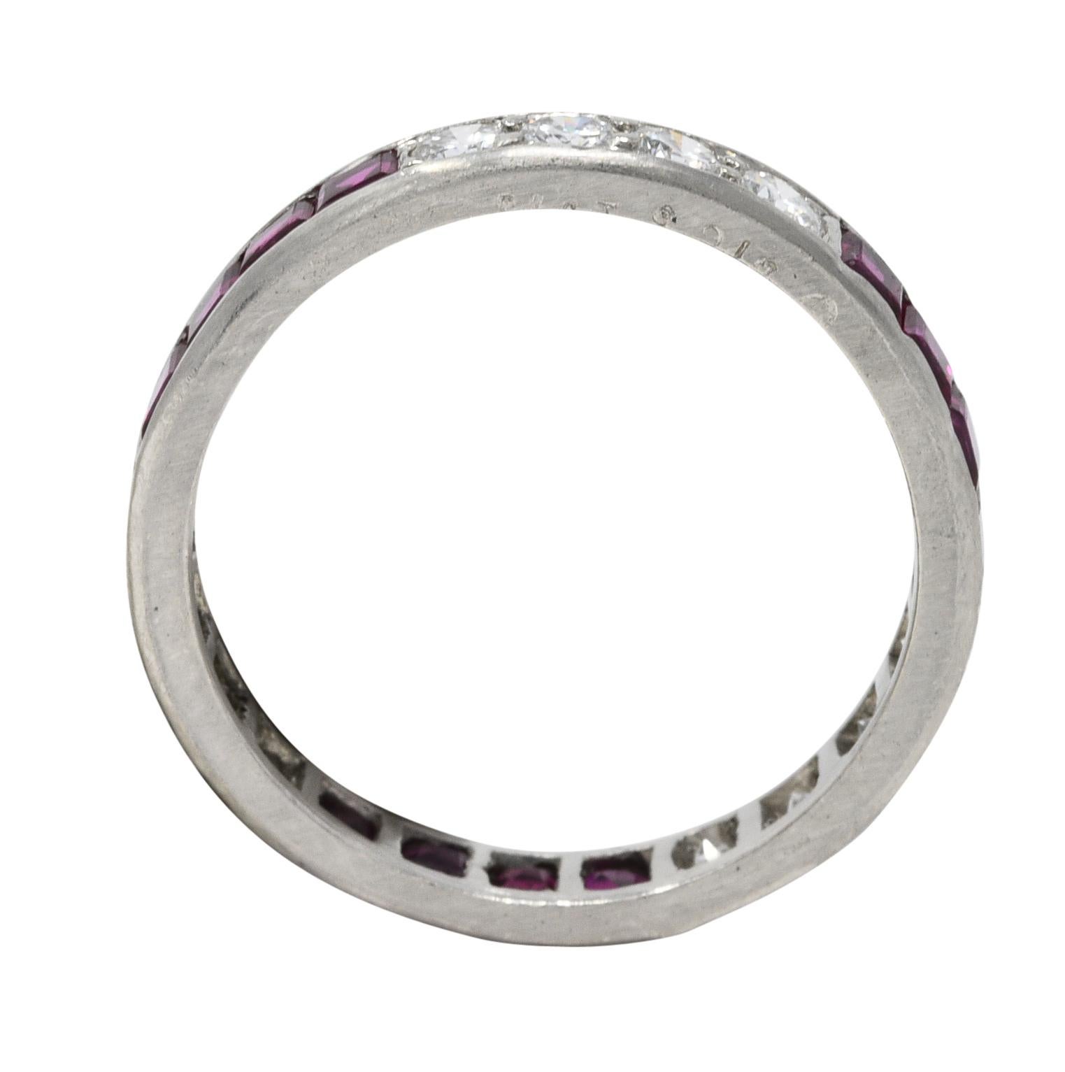 1960's Oscar Heyman 1.72 Carats Diamond Ruby Platinum Eternity Band Ring In Excellent Condition In Philadelphia, PA