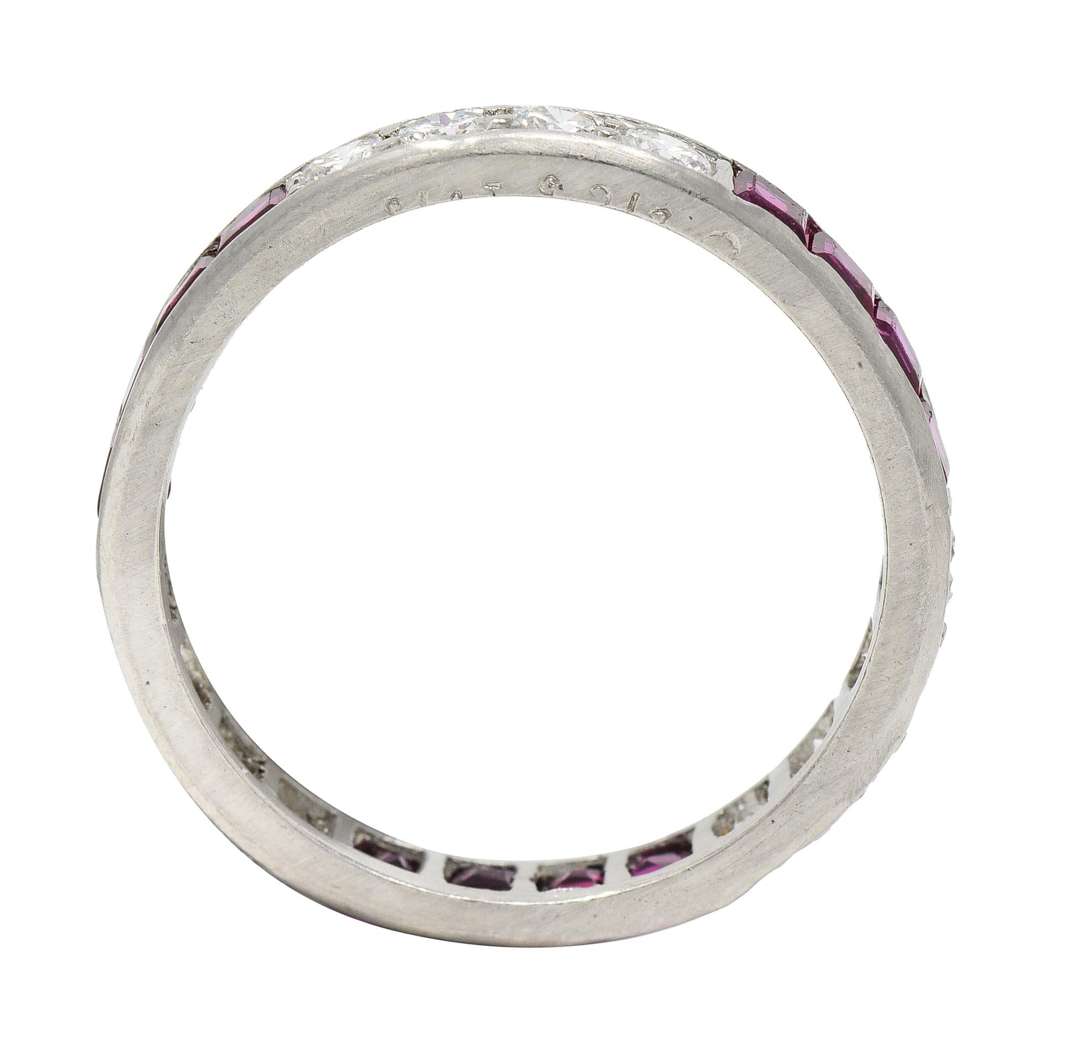 Women's or Men's 1960's Oscar Heyman 1.72 CTW Diamond Ruby Platinum Eternity Band Ring For Sale