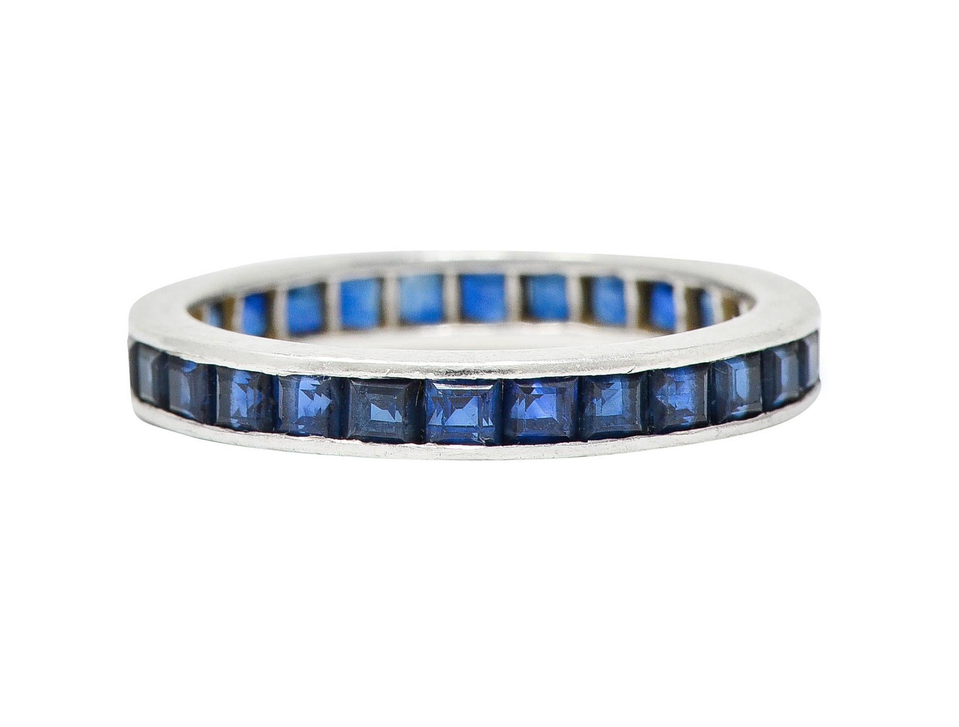 1960's Oscar Heyman Vintage 2.00 Carats Sapphire Platinum Eternity Band Ring In Excellent Condition In Philadelphia, PA