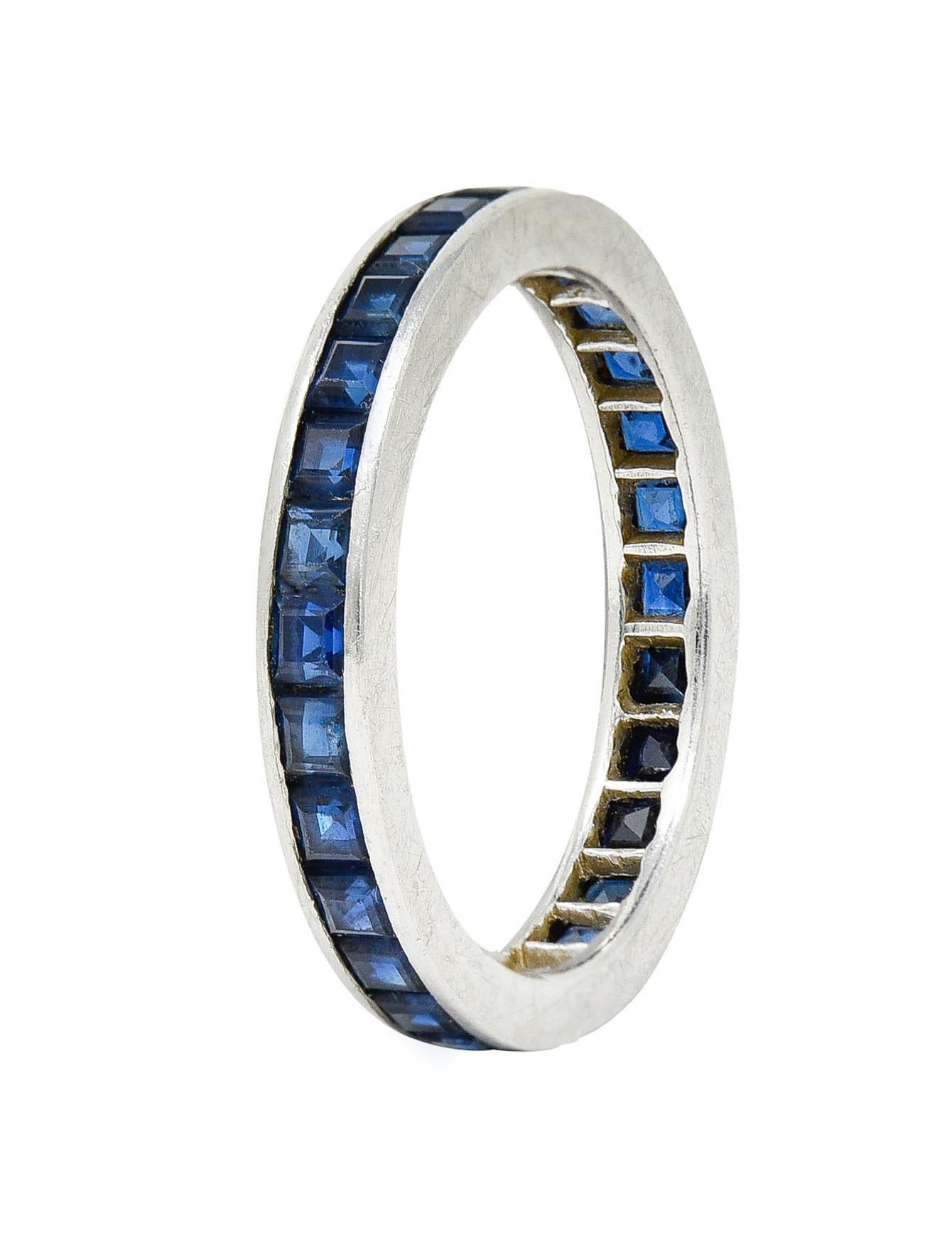 Women's or Men's 1960's Oscar Heyman Vintage 2.00 Carats Sapphire Platinum Eternity Band Ring