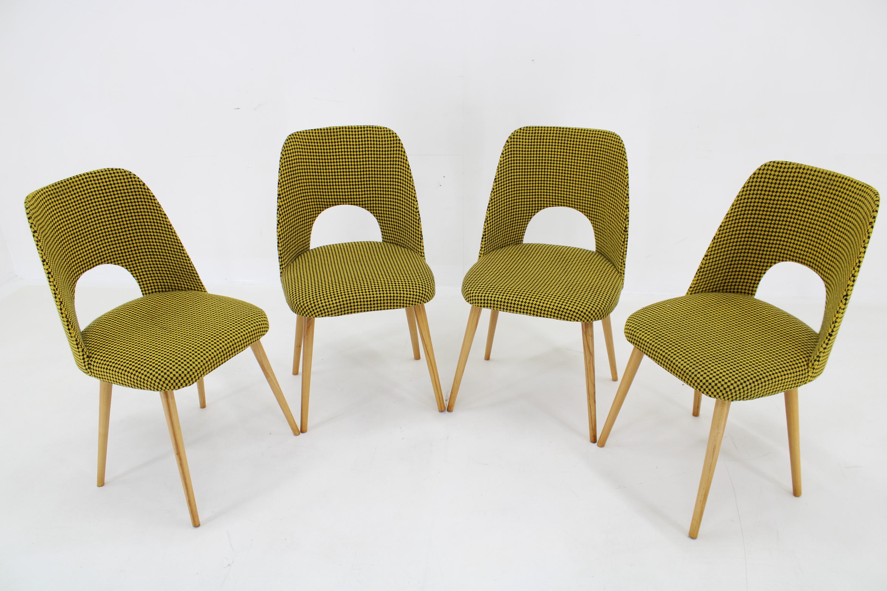 1960s Oswald Haerdtl, Set of 4 Dining Chairs by TON, Czechoslovakia In Good Condition For Sale In Praha, CZ