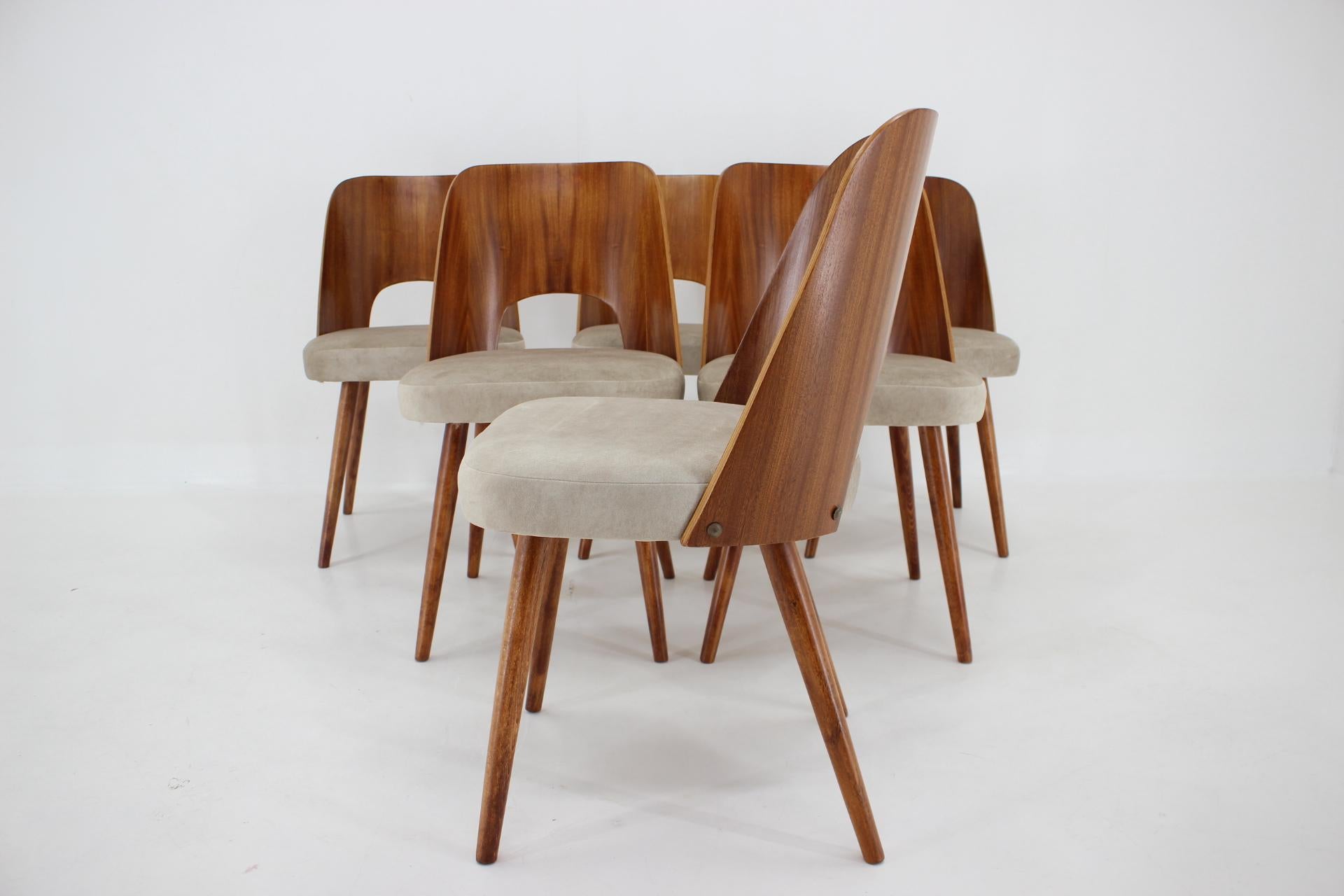 1960s Oswald Haerdtl Set of 6 Dining Chairs in Mahogany, Czechoslovakia  2