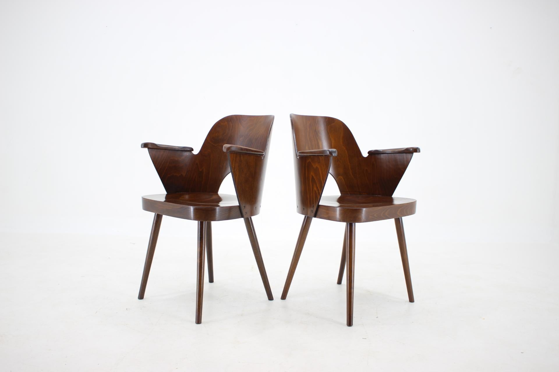 Mid-20th Century 1960s Oswald Haerdtl Set of Four Beech Dining Chairs, Czechoslovakia