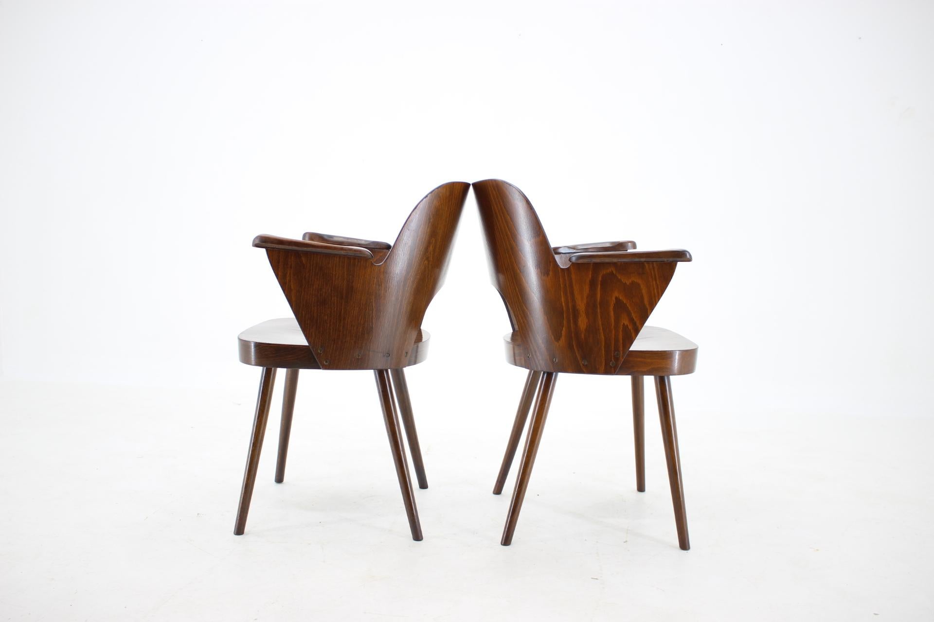 1960s Oswald Haerdtl Set of Four Beech Dining Chairs, Czechoslovakia 1