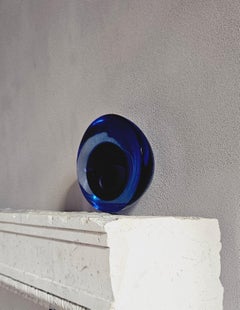 1960er Ovale blaue und lila Flavio Poli Sommerso Schale