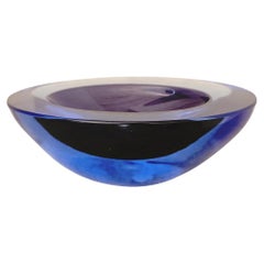 1960er Ovale blaue und lila Flavio Poli Sommerso Schale