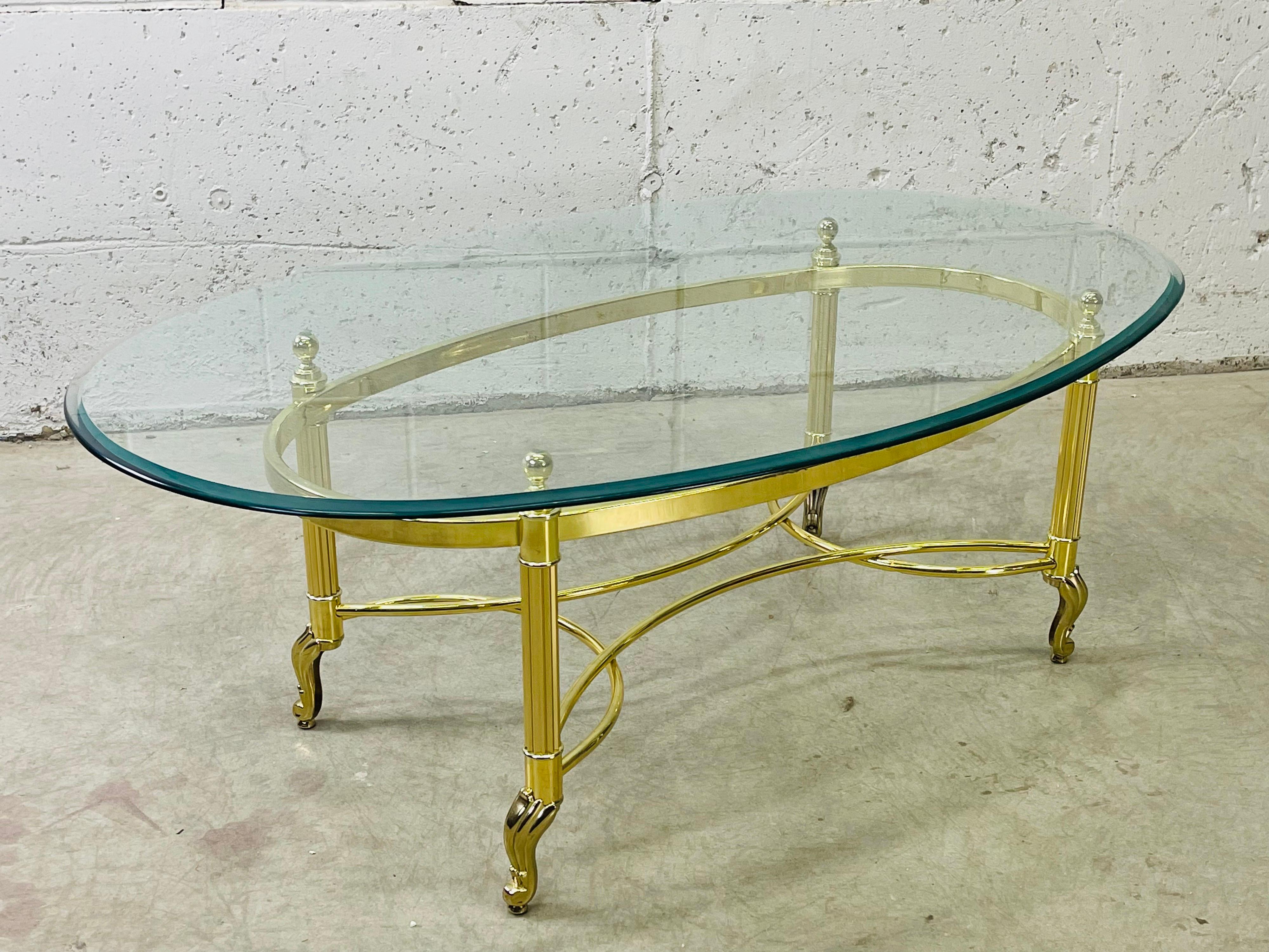Mid-Century Modern 1960s Oval Glass Top Coffee Table For Sale