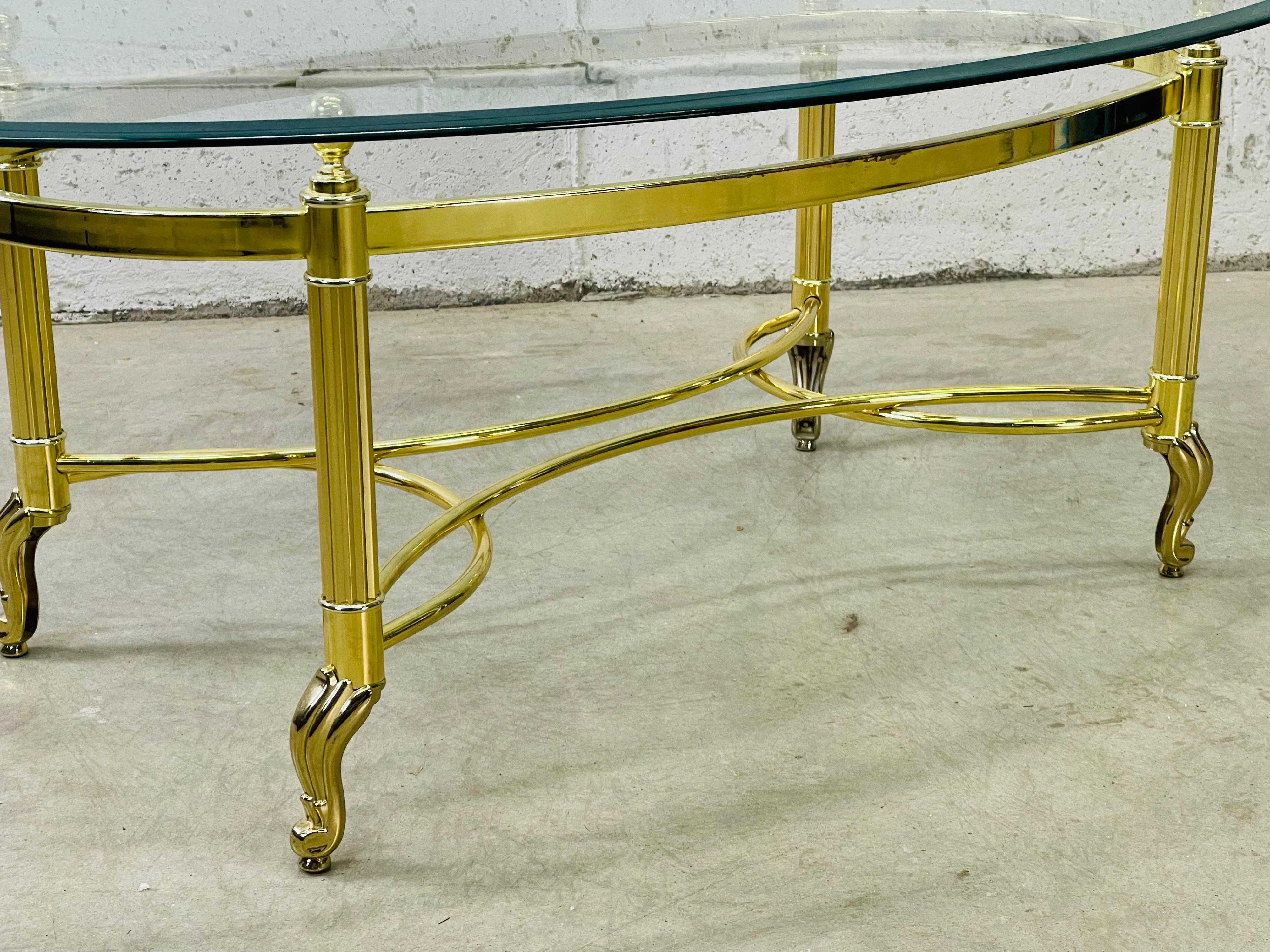 20th Century 1960s Oval Glass Top Coffee Table For Sale
