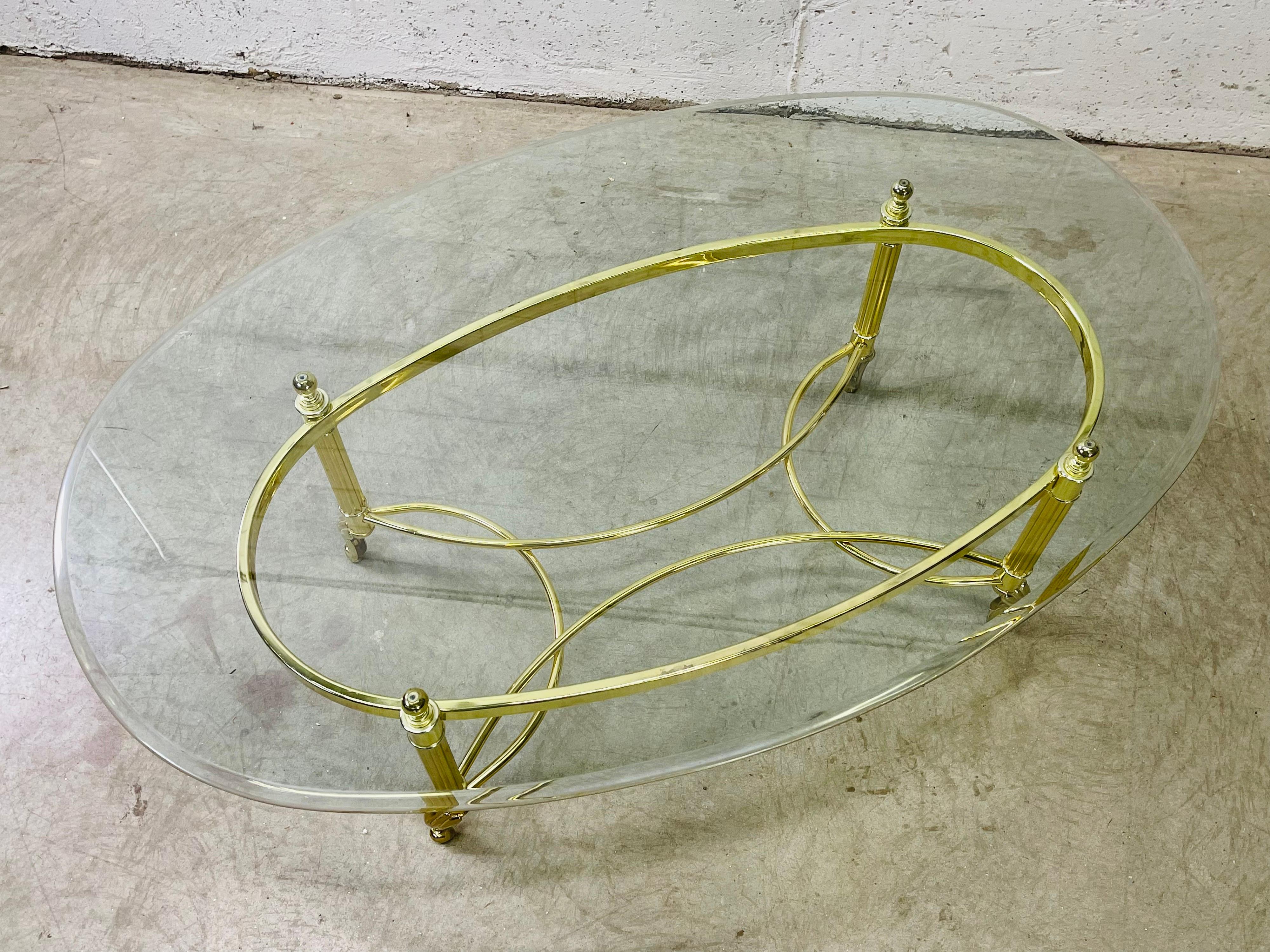 1960s Oval Glass Top Coffee Table For Sale 1