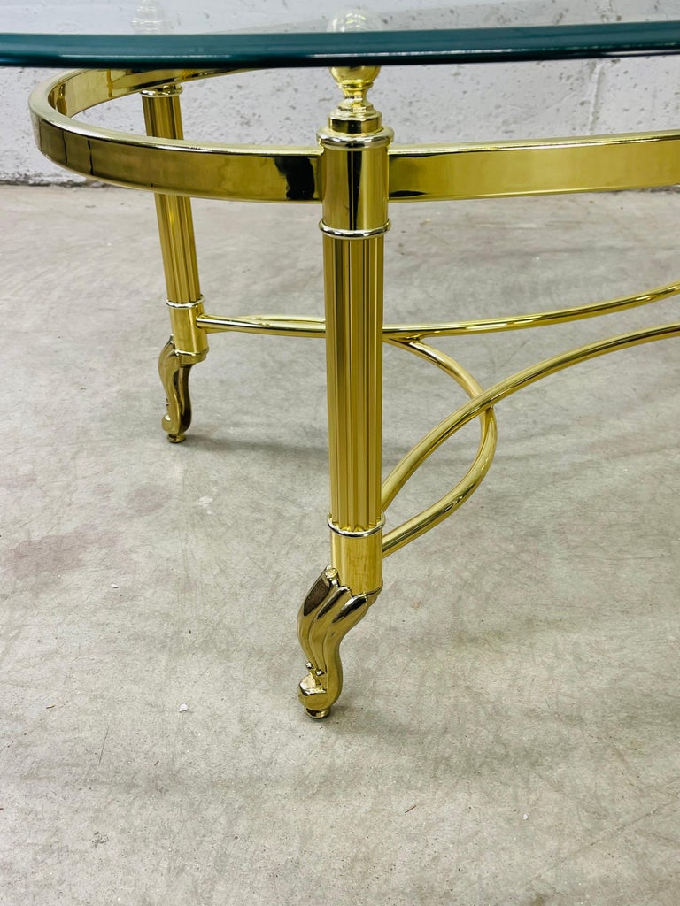 1960s Oval Glass Top Coffee Table For Sale at 1stDibs