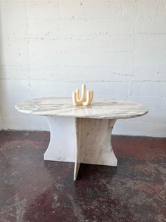 1960s Oval Italian Marble Dining Table