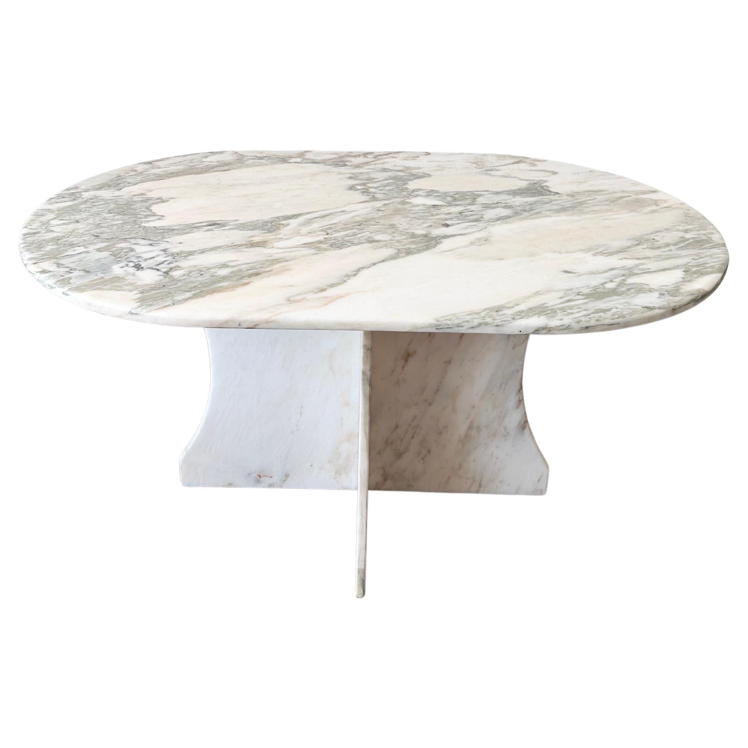 1960s Oval Italian Marble Dining Table 