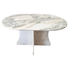 Retro 1960s Oval Italian Marble Dining Table 