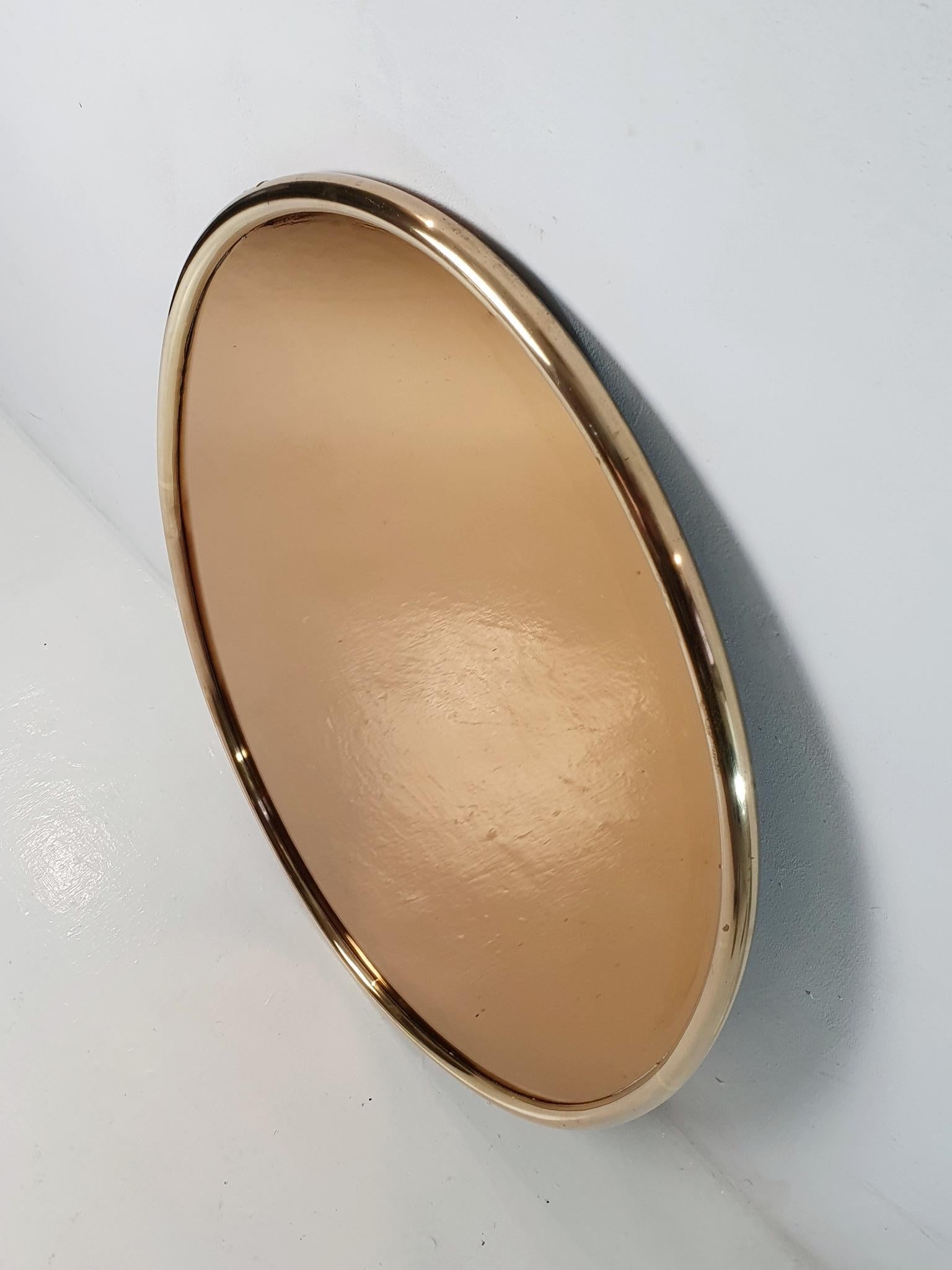 Mid-Century Modern 1960's Oval Wall Mirror in Brass, Italy