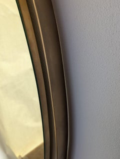 1960s Oval Wall Mirror with Brass Frame by Sant'Ambrogio De Berti