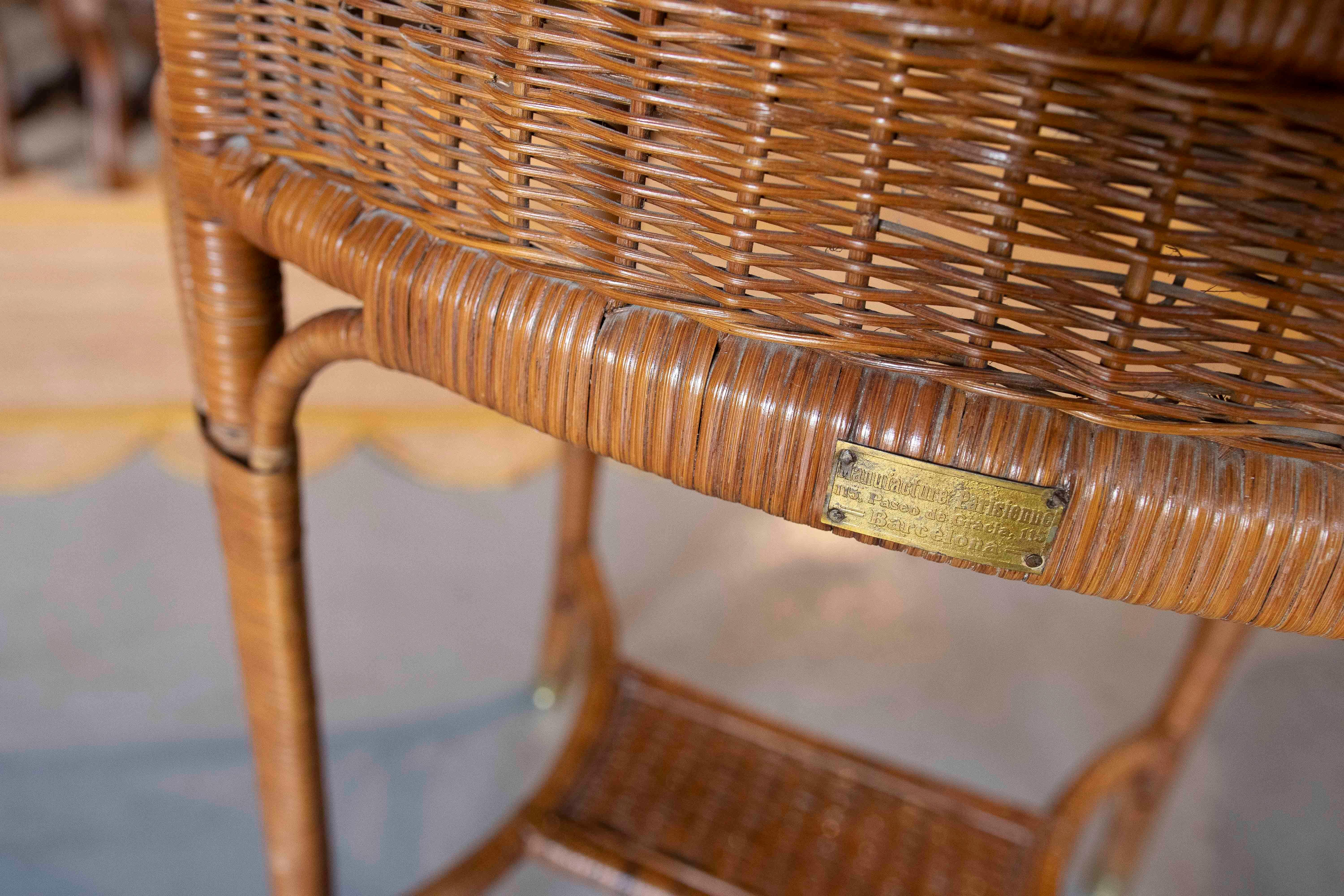 1960s Oval Wicker Side Table from the House “Manufacture Parisienne” 5