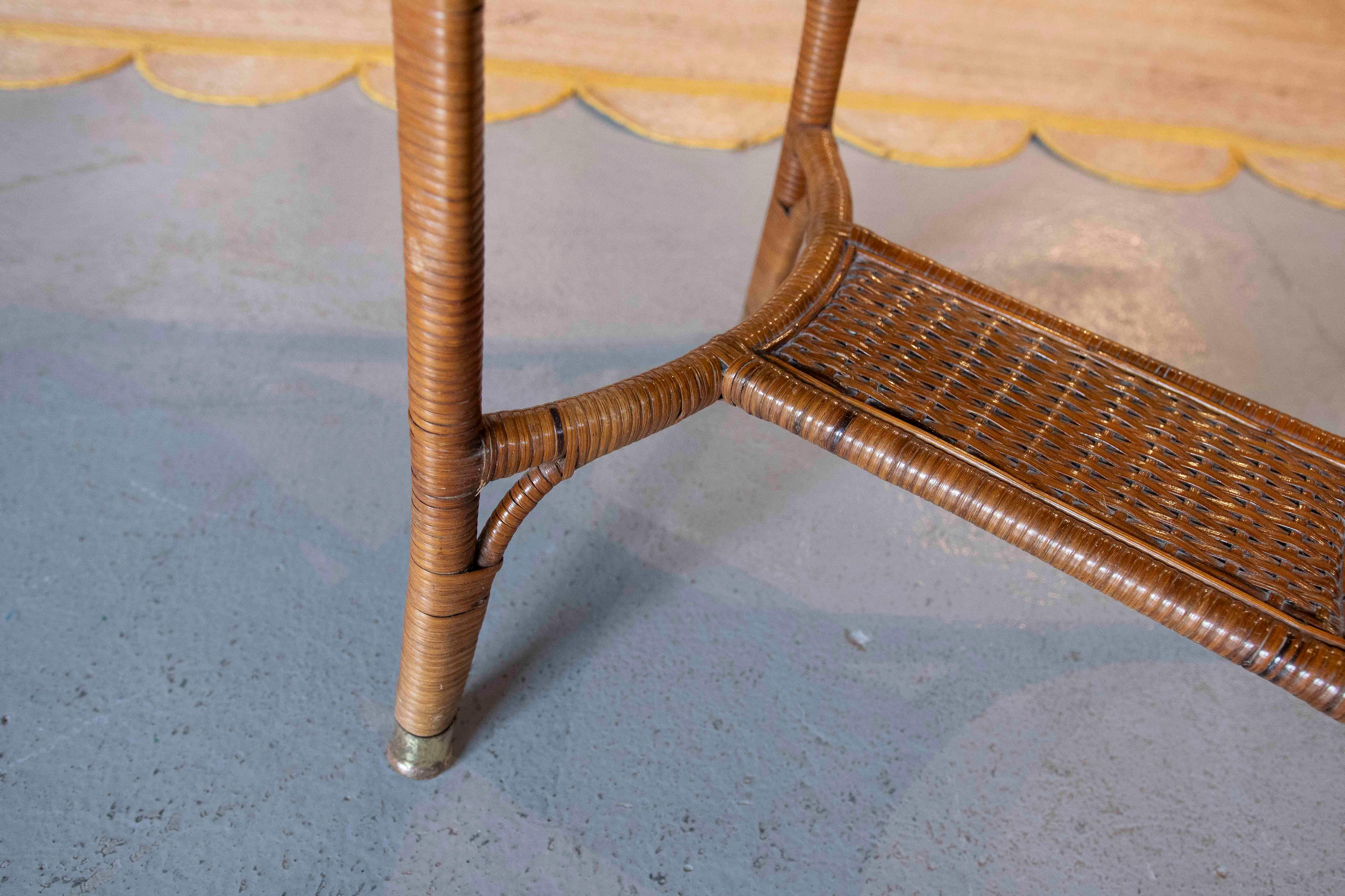 1960s Oval Wicker Side Table from the House “Manufacture Parisienne” 7
