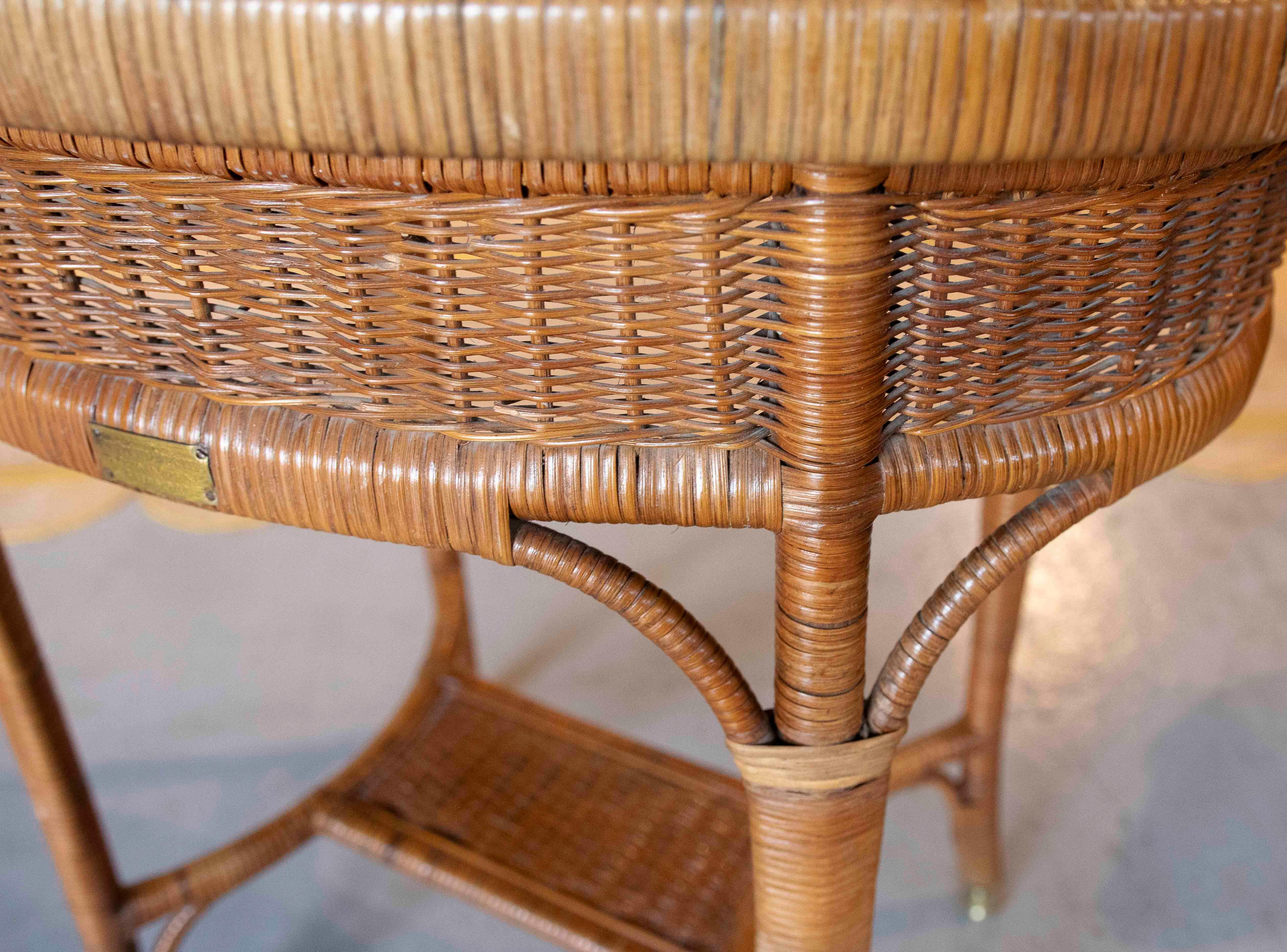 1960s Oval Wicker Side Table from the House “Manufacture Parisienne” 13