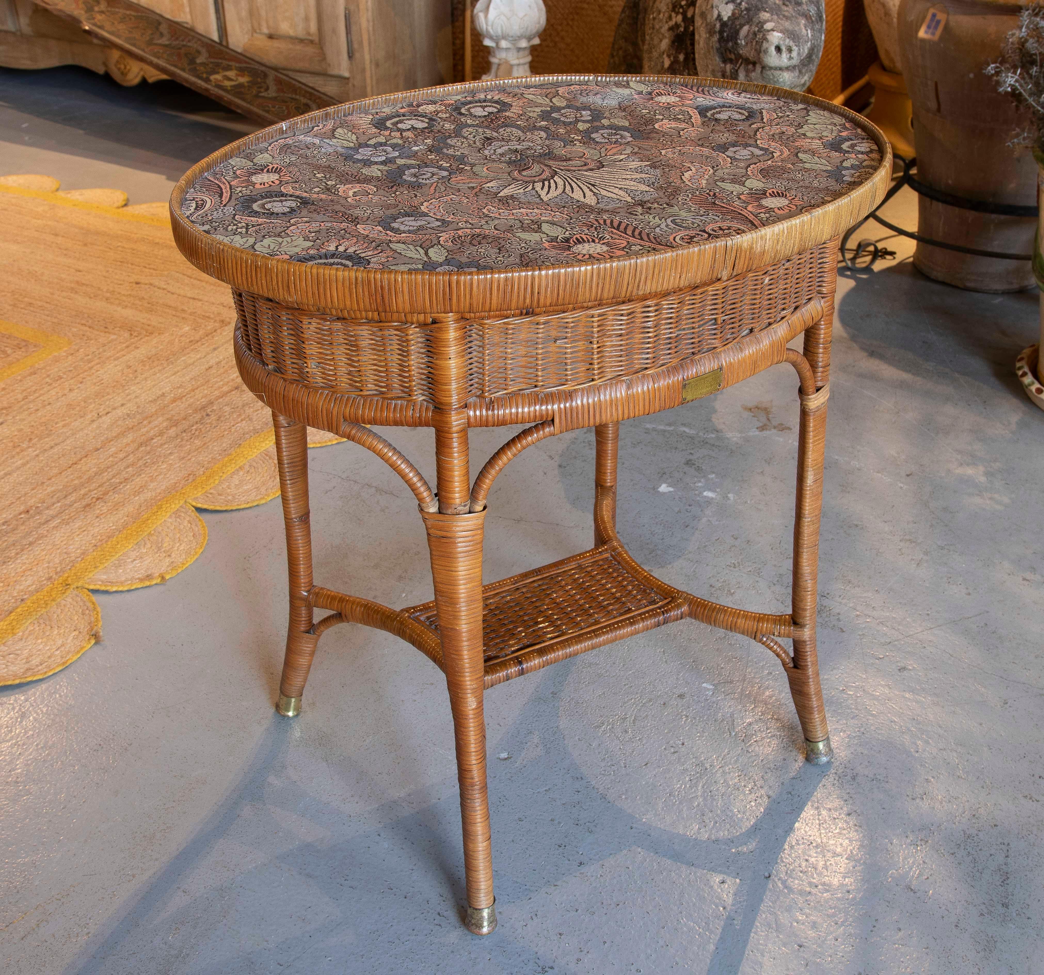 20th Century 1960s Oval Wicker Side Table from the House “Manufacture Parisienne”