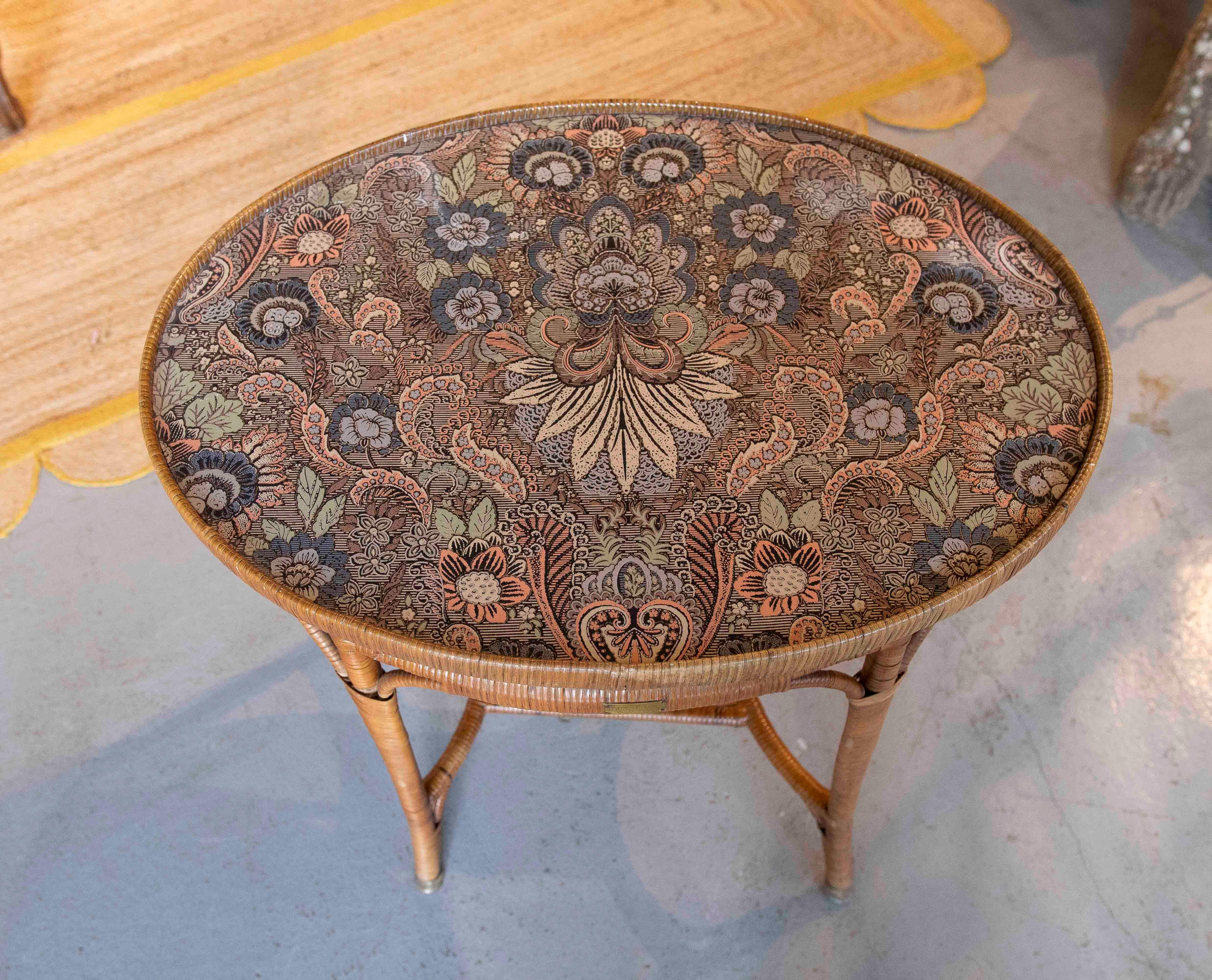 1960s Oval Wicker Side Table from the House “Manufacture Parisienne” 2