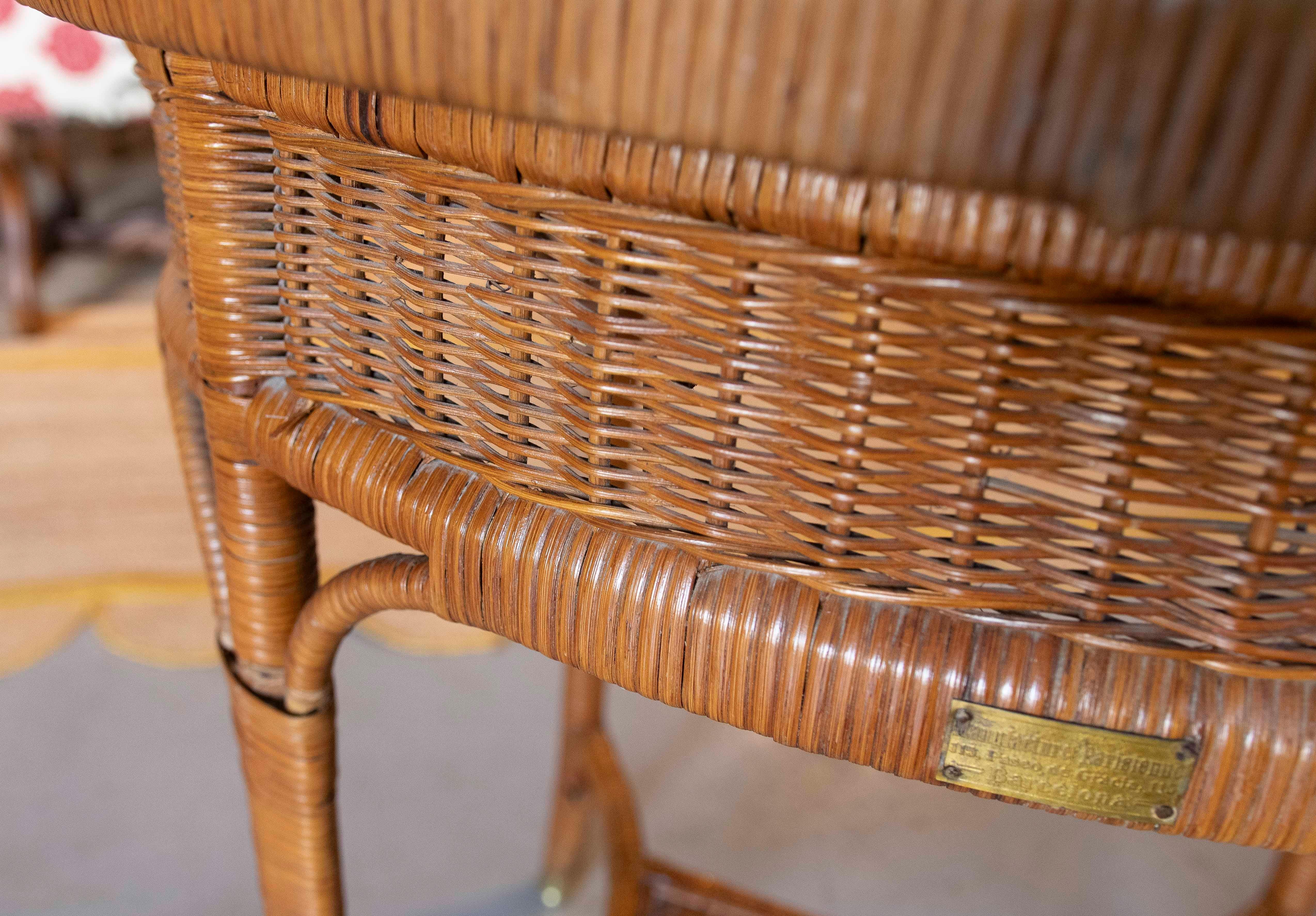 1960s Oval Wicker Side Table from the House “Manufacture Parisienne” 4