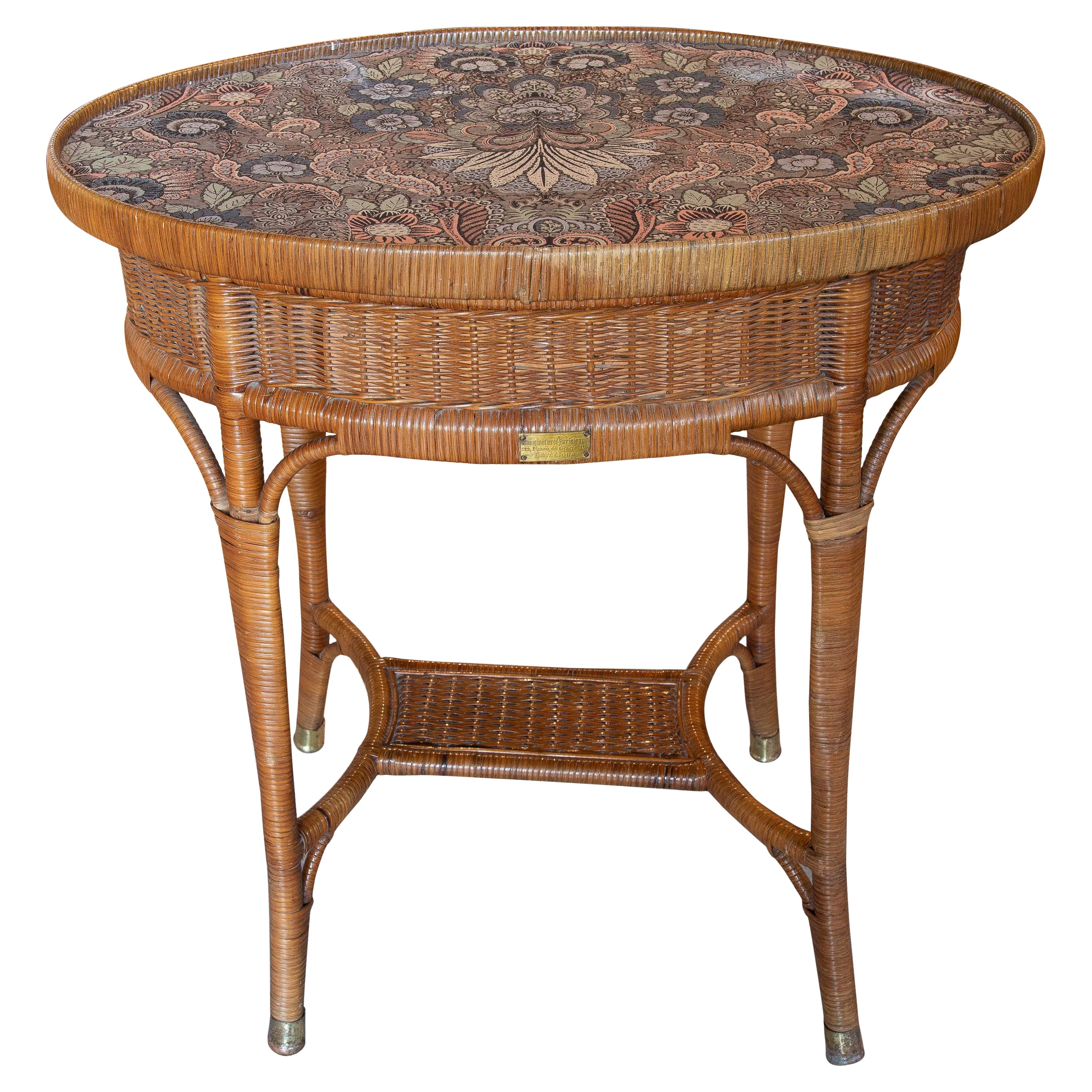 1960s Oval Wicker Side Table from the House “Manufacture Parisienne”
