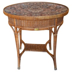 1960s Oval Wicker Side Table from the House “Manufacture Parisienne”