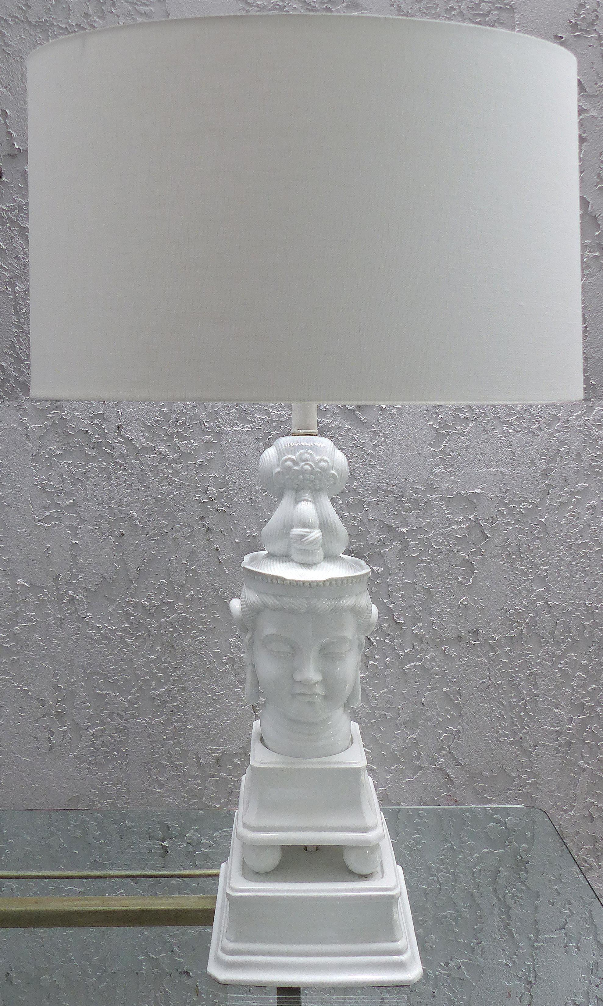 1960s Overscale Blanc de Chine Buddha Table Lamp 4