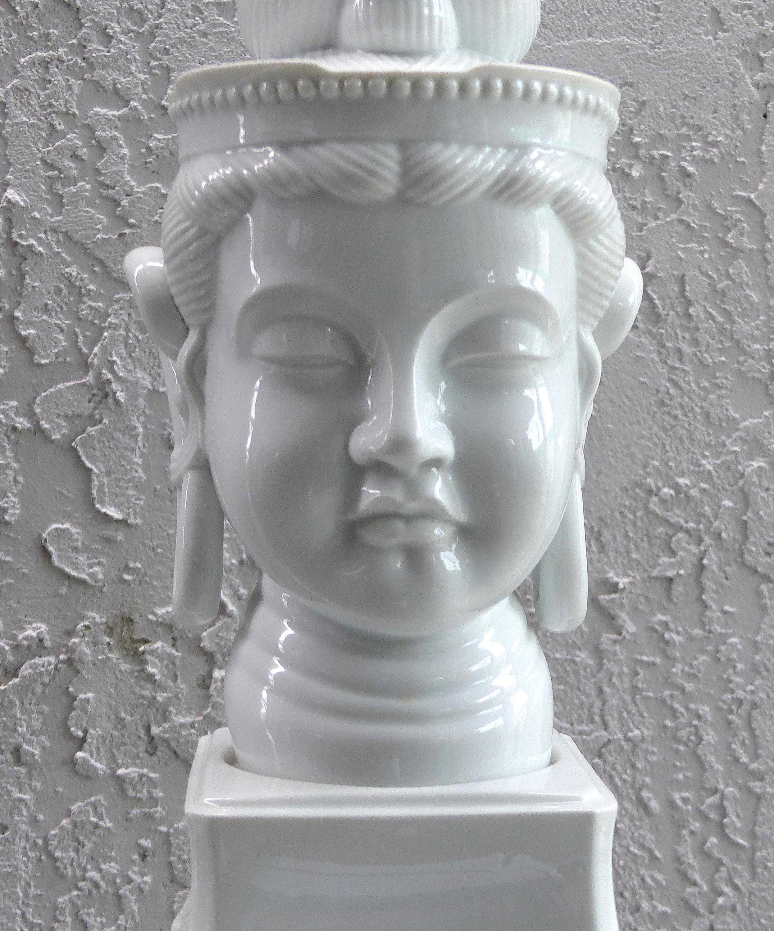 Chinese 1960s Overscale Blanc de Chine Buddha Table Lamp