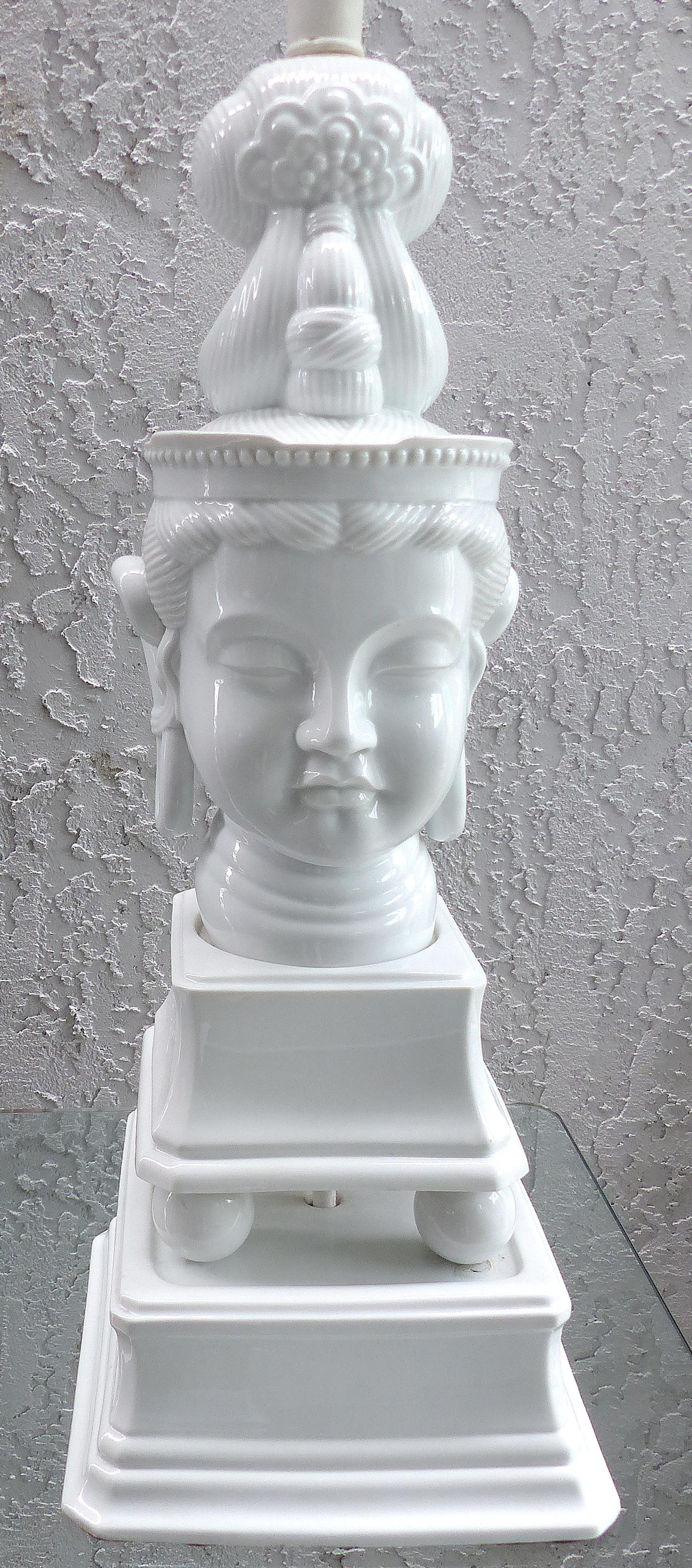 1960s Overscale Blanc de Chine Buddha Table Lamp In Excellent Condition In Miami, FL