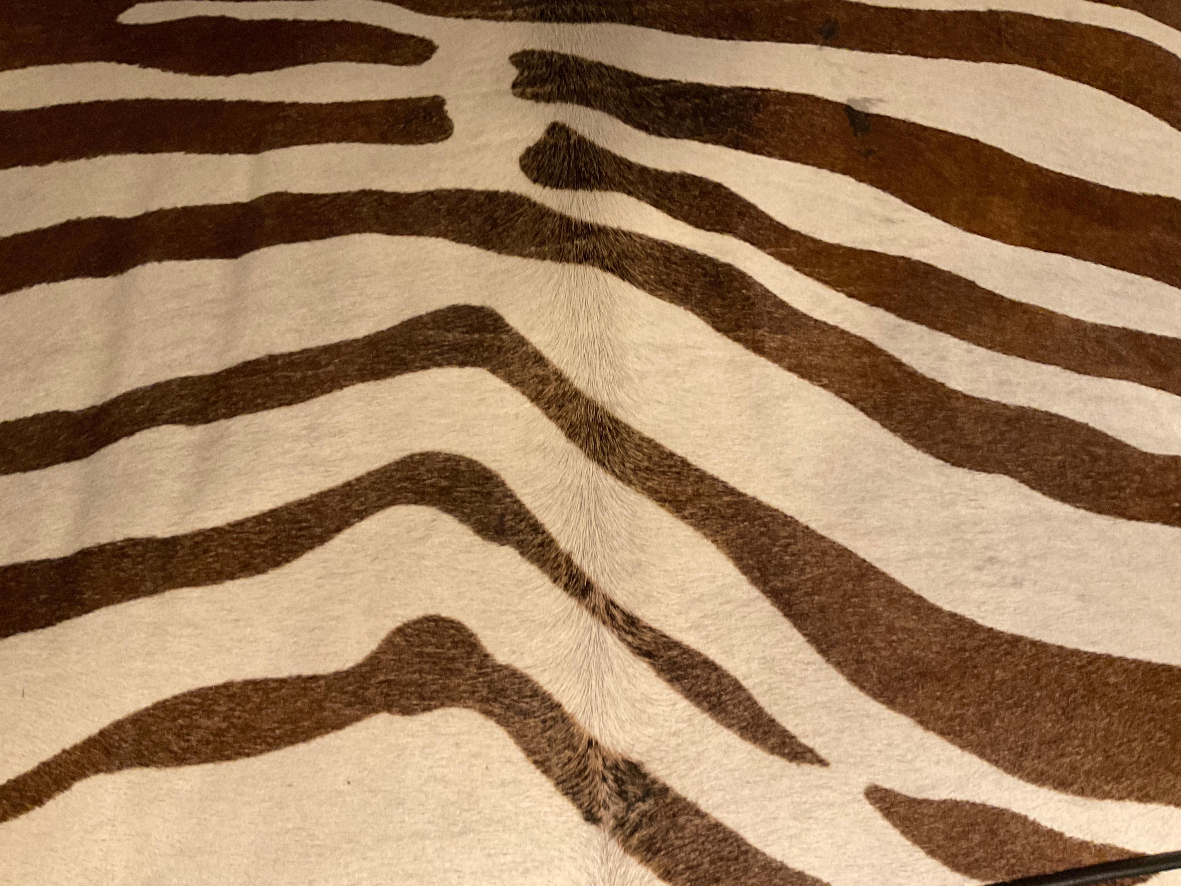 1960s Oversized Bergere And Ottoman Upholstered In Zebra Pattern Cowhide For Sale 12