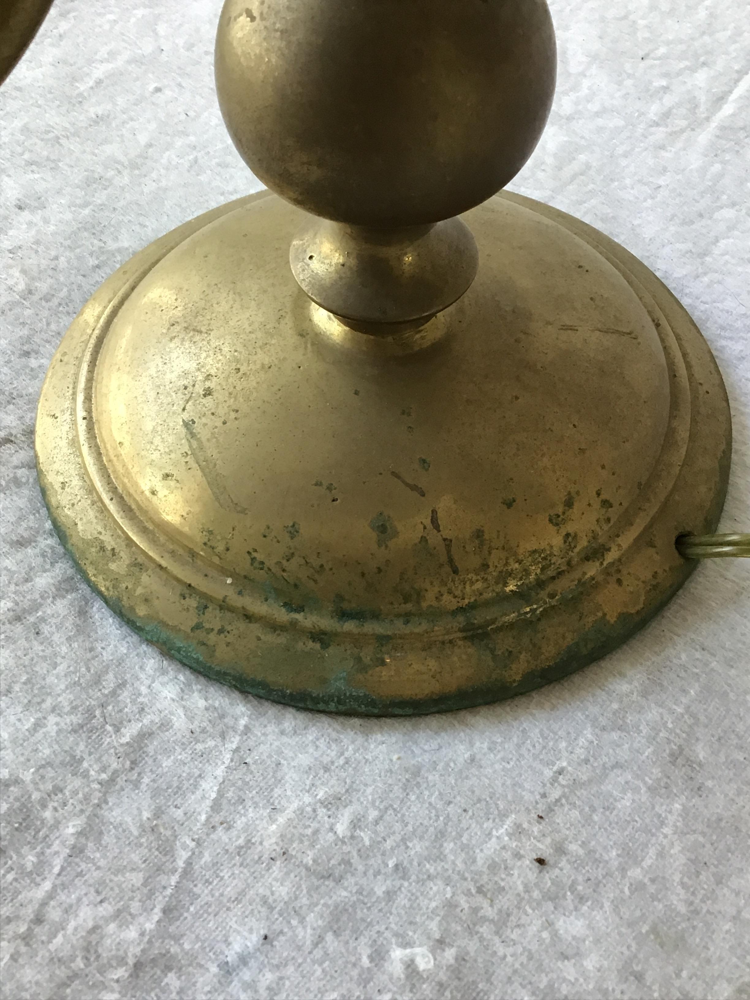 1960s Oversized Brass Trumpet Lamp with Tole Shade 5