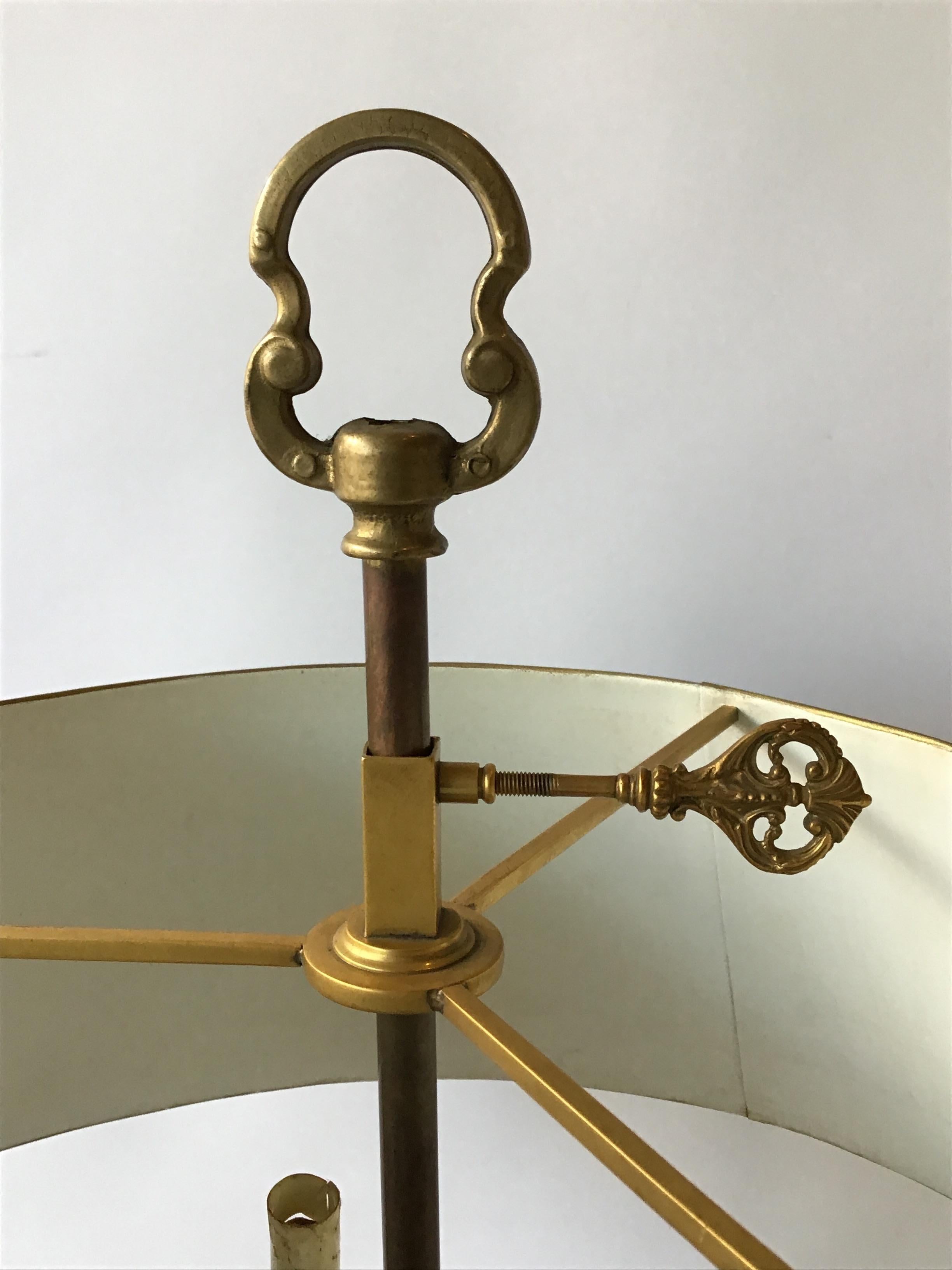 1960s Oversized Brass Trumpet Lamp with Tole Shade 2