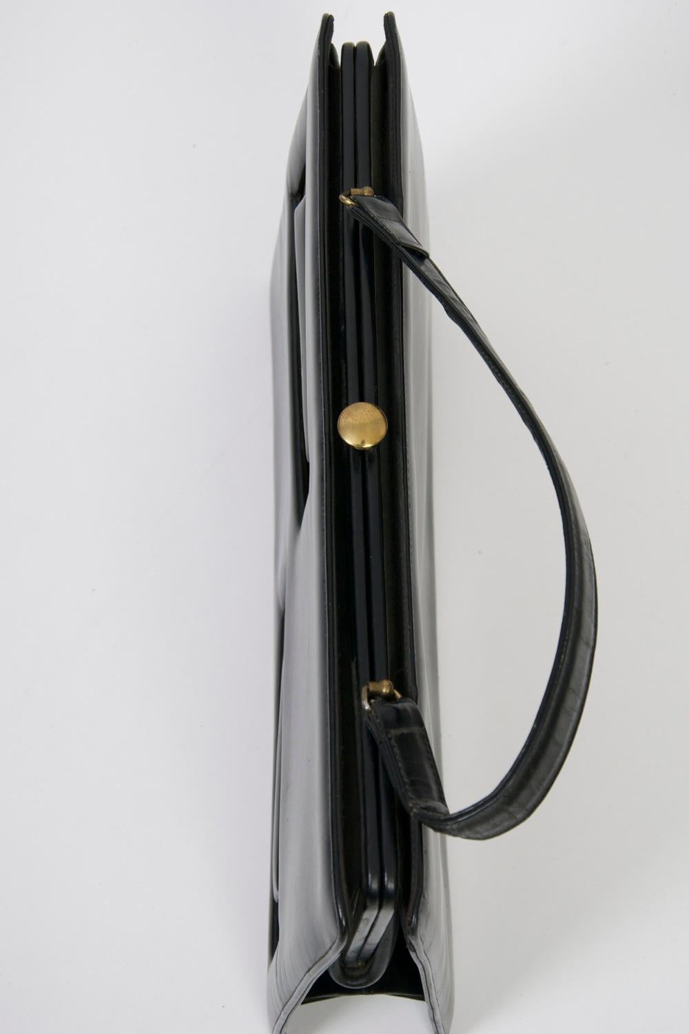 Black 1960s Oversized Handbag with Paris Theme