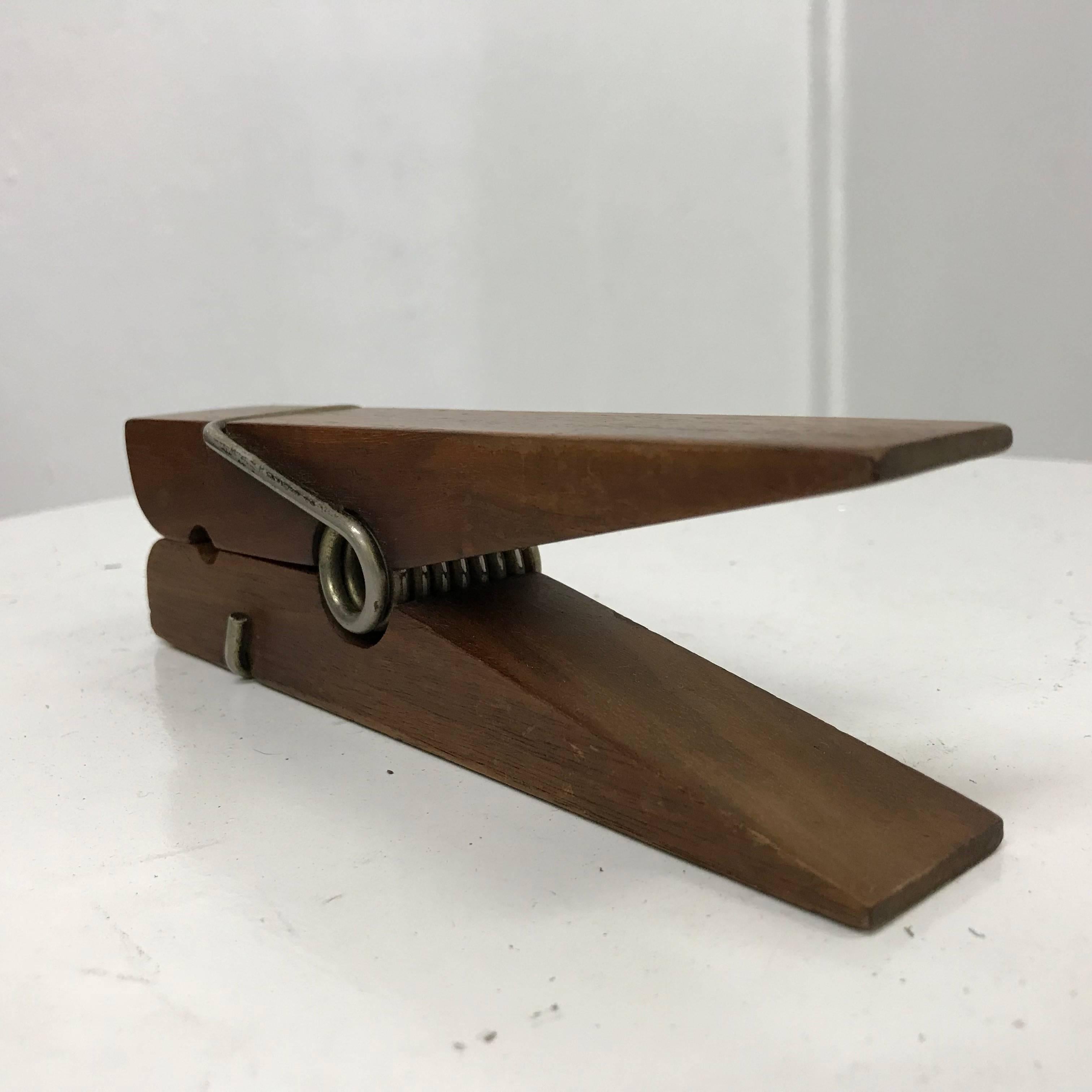1960s Oversized Walnut Wooden Clothespin 3