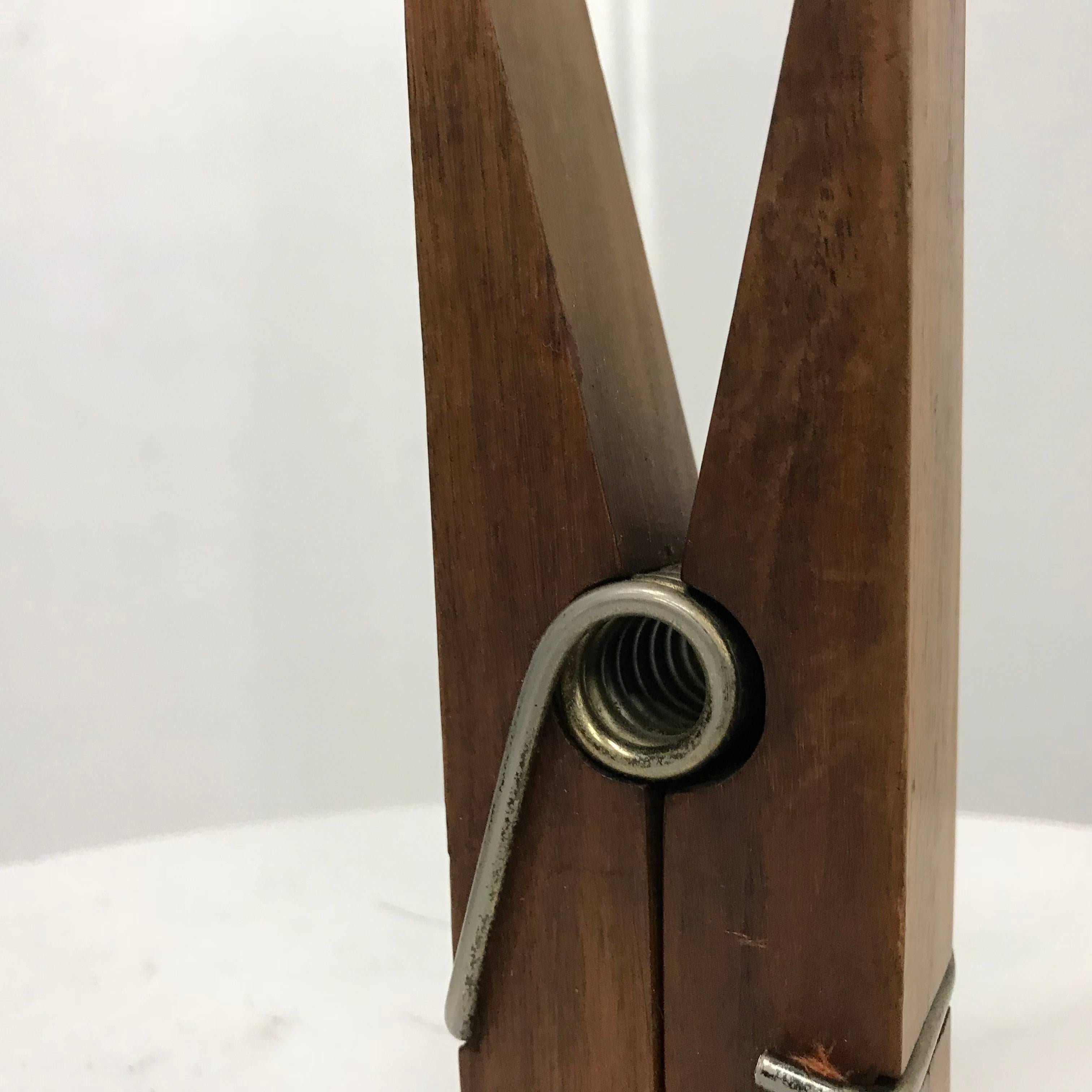 Mexican 1960s Oversized Walnut Wooden Clothespin