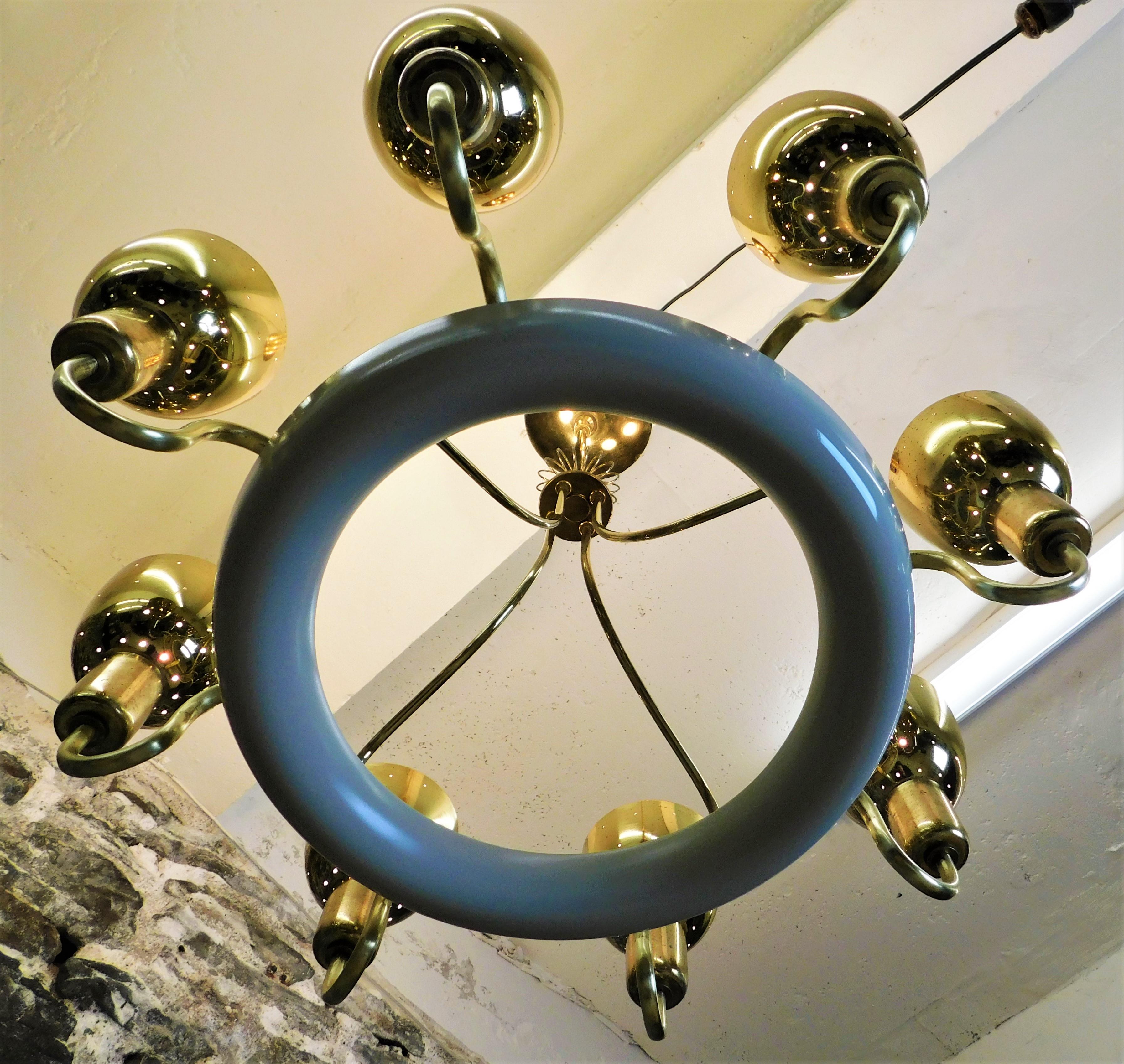 1960s Paavo Tynell Attributed Brass Chandelier Finnish Mid-Century Modern  For Sale 3
