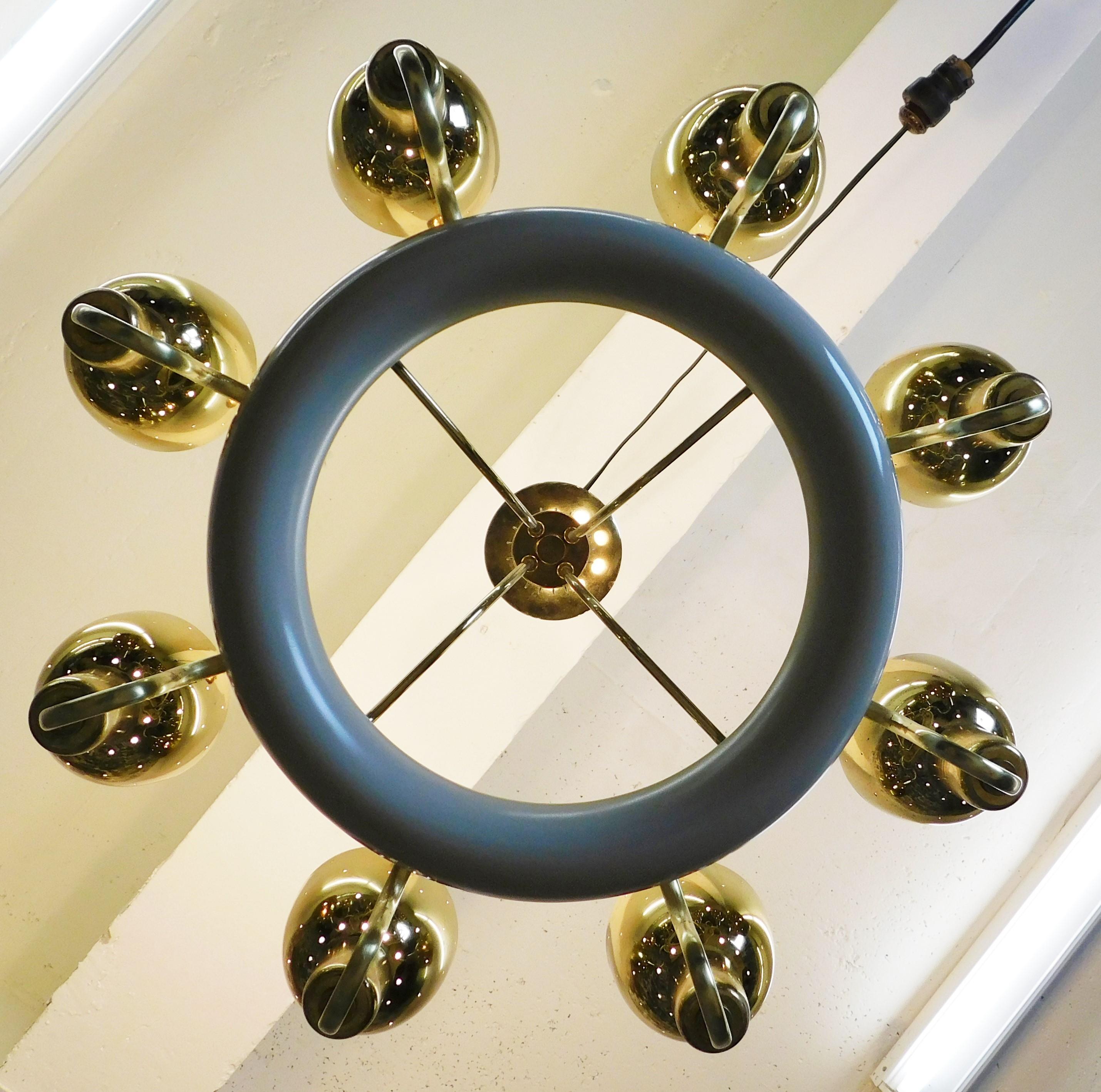 1960s Paavo Tynell Attributed Brass Chandelier Finnish Mid-Century Modern  For Sale 4