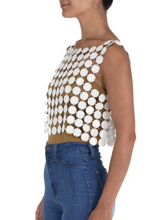 1960'S PACO RABANNE  Style White Plastic Circle Chainmail Top