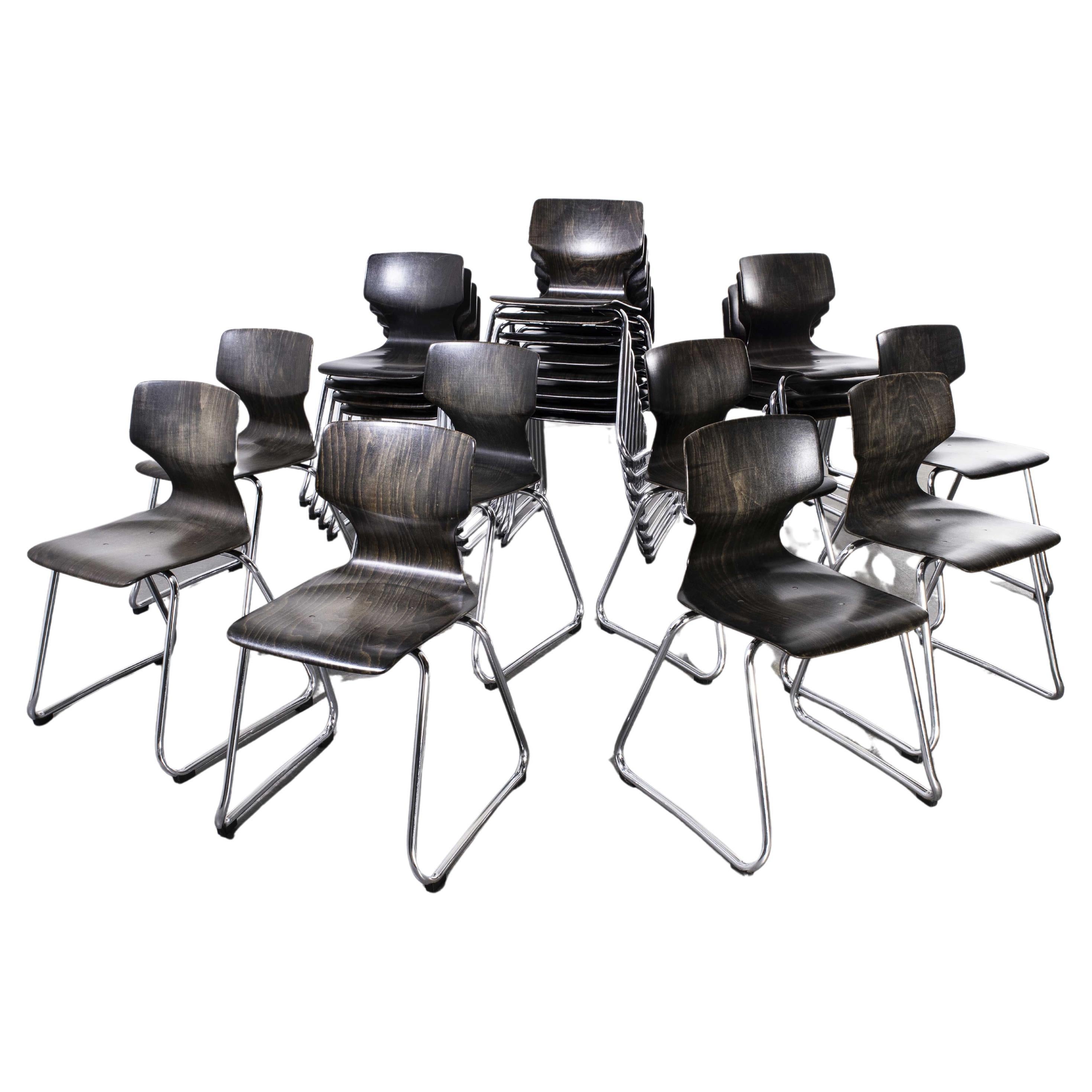1960's Pagholz Dark Walnut Dining Chairs, Chrome Leg, Set of Twenty Four